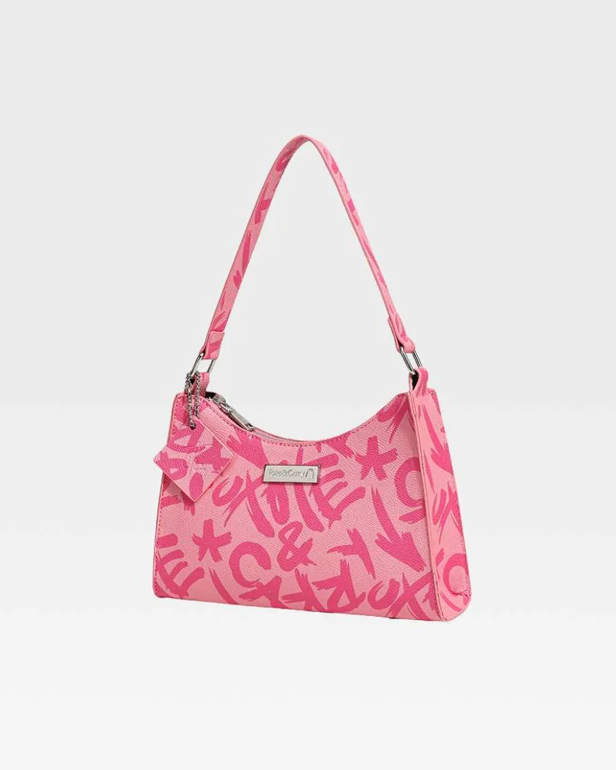 Graffiti Shoulder Bag in Pink