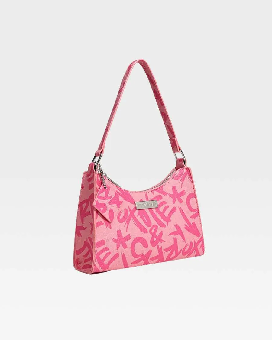 Graffiti Shoulder Bag in Pink