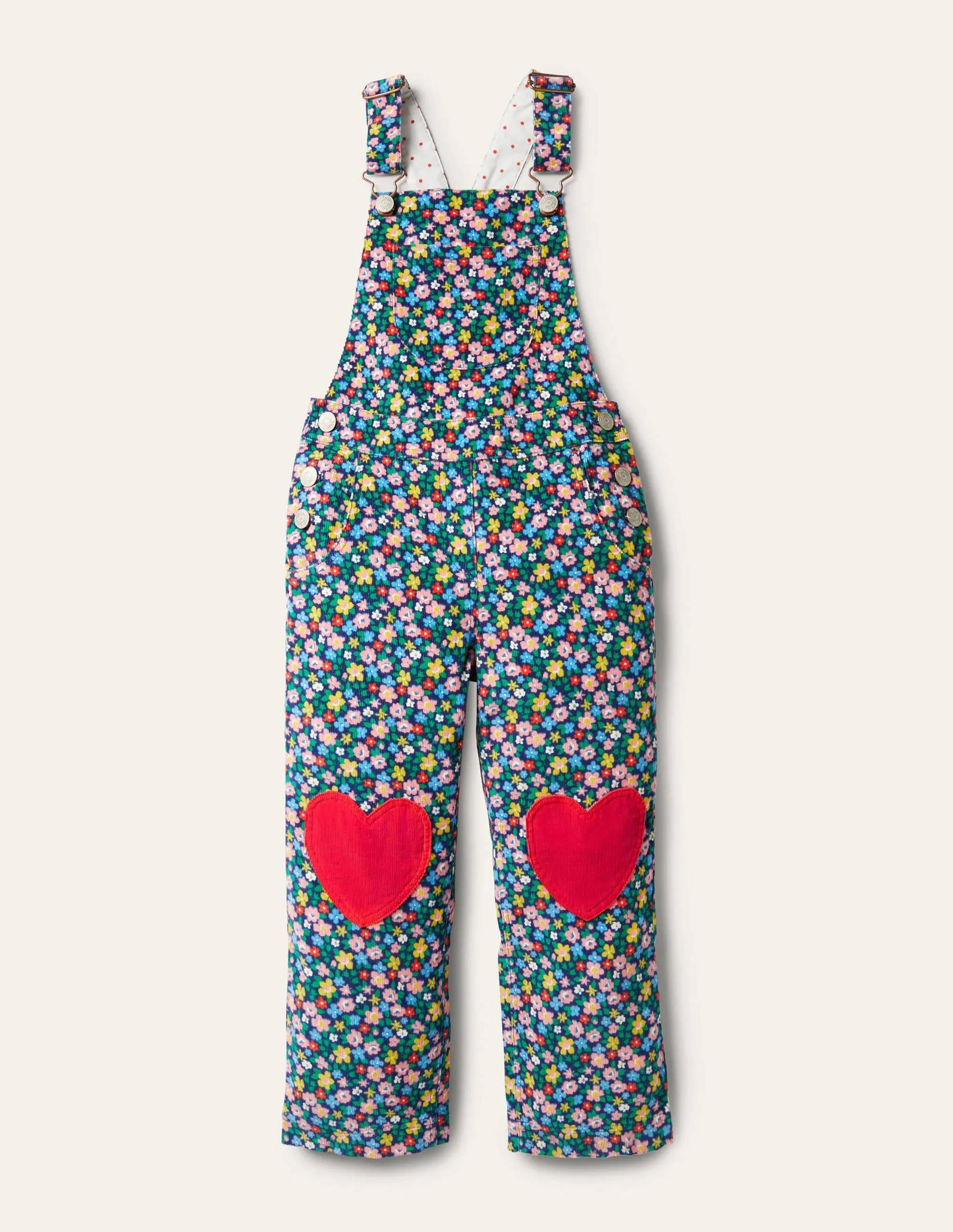 Heart Patch Dungaree-Starboard Blue Spring Floral