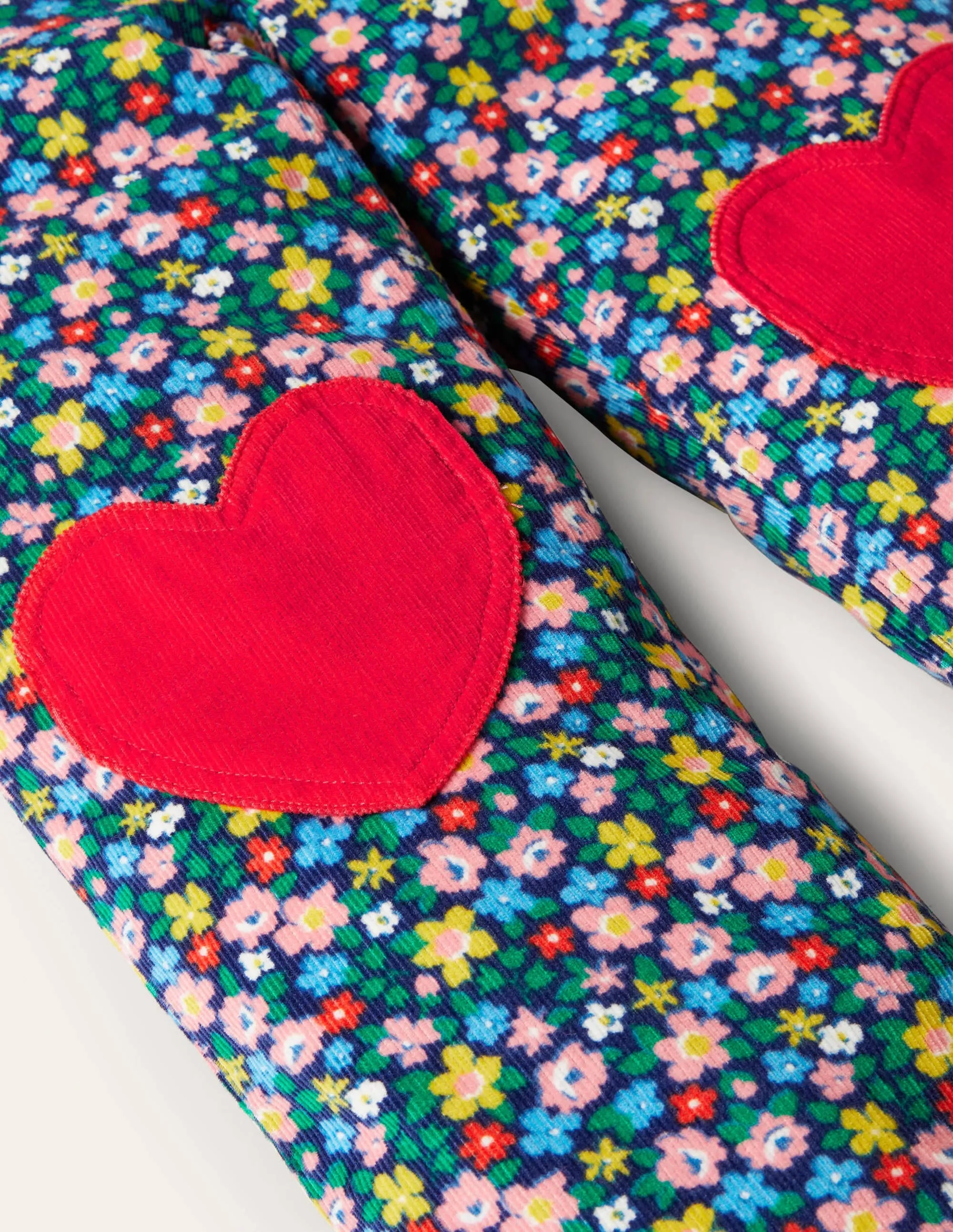 Heart Patch Dungaree-Starboard Blue Spring Floral