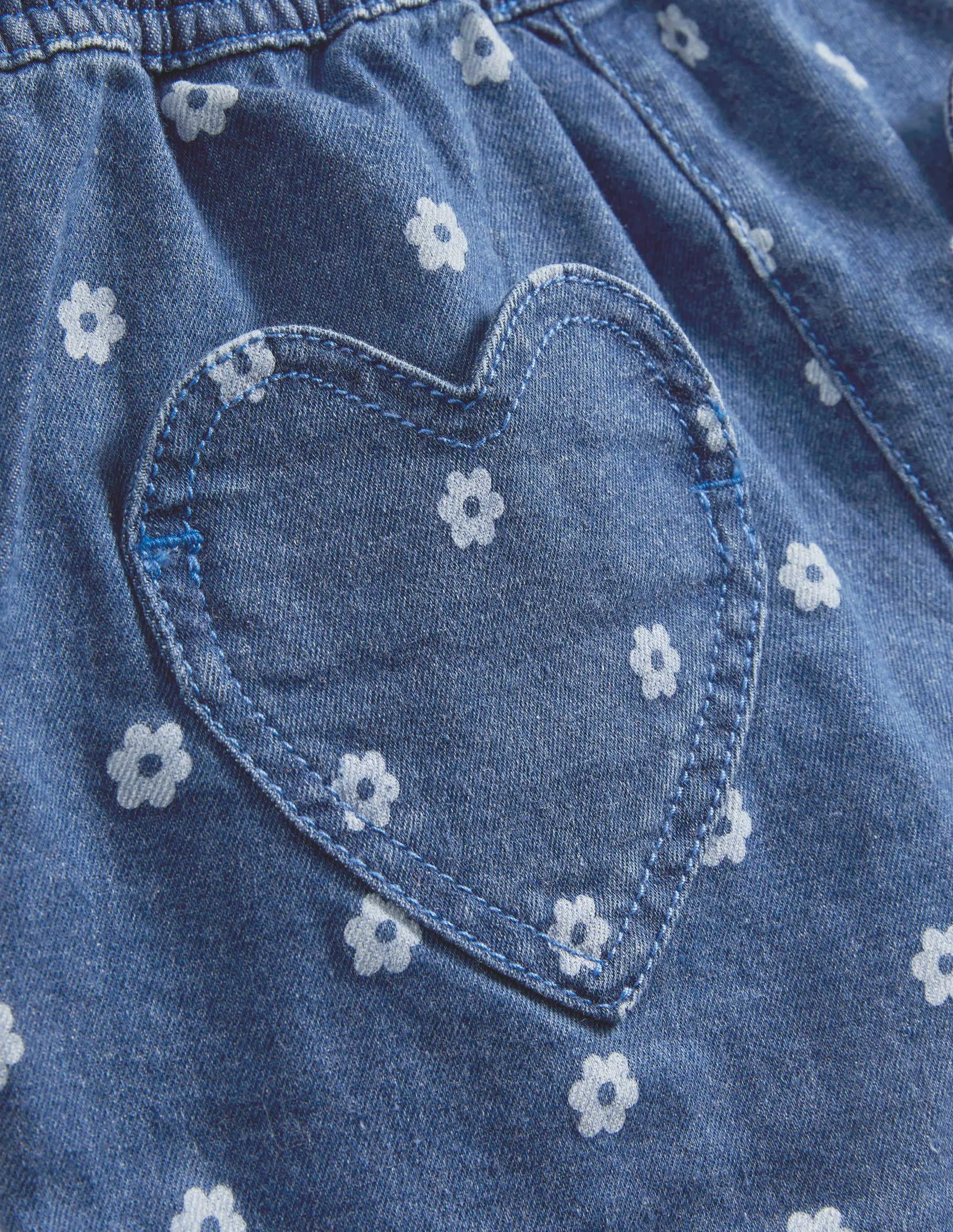 Heart Pocket Shorts-Denim Daisy