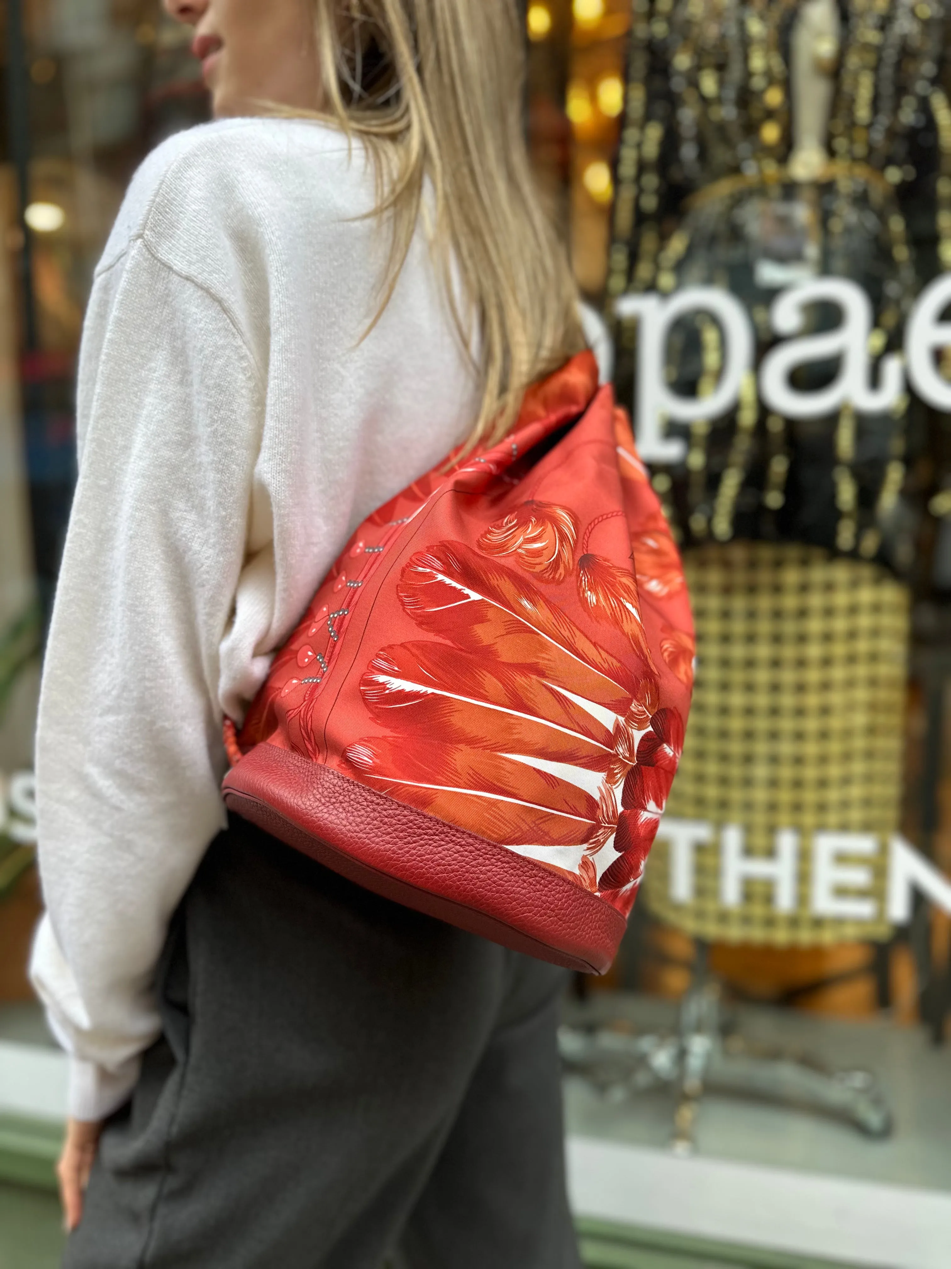 Hermès Multi Colour Silk & Leather Soie Cool Backpack