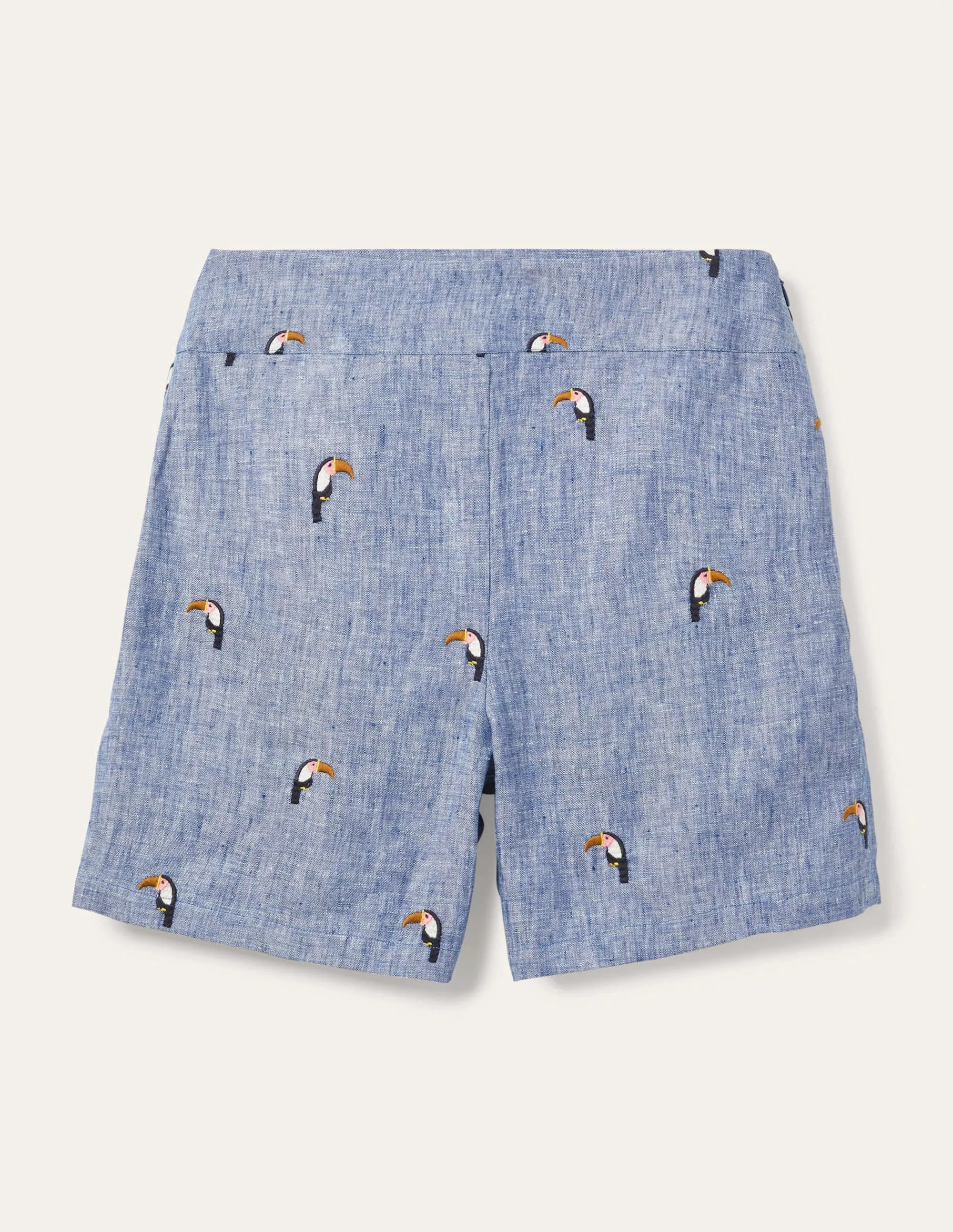 Hornsea Linen Shorts-Chambray with Toucans