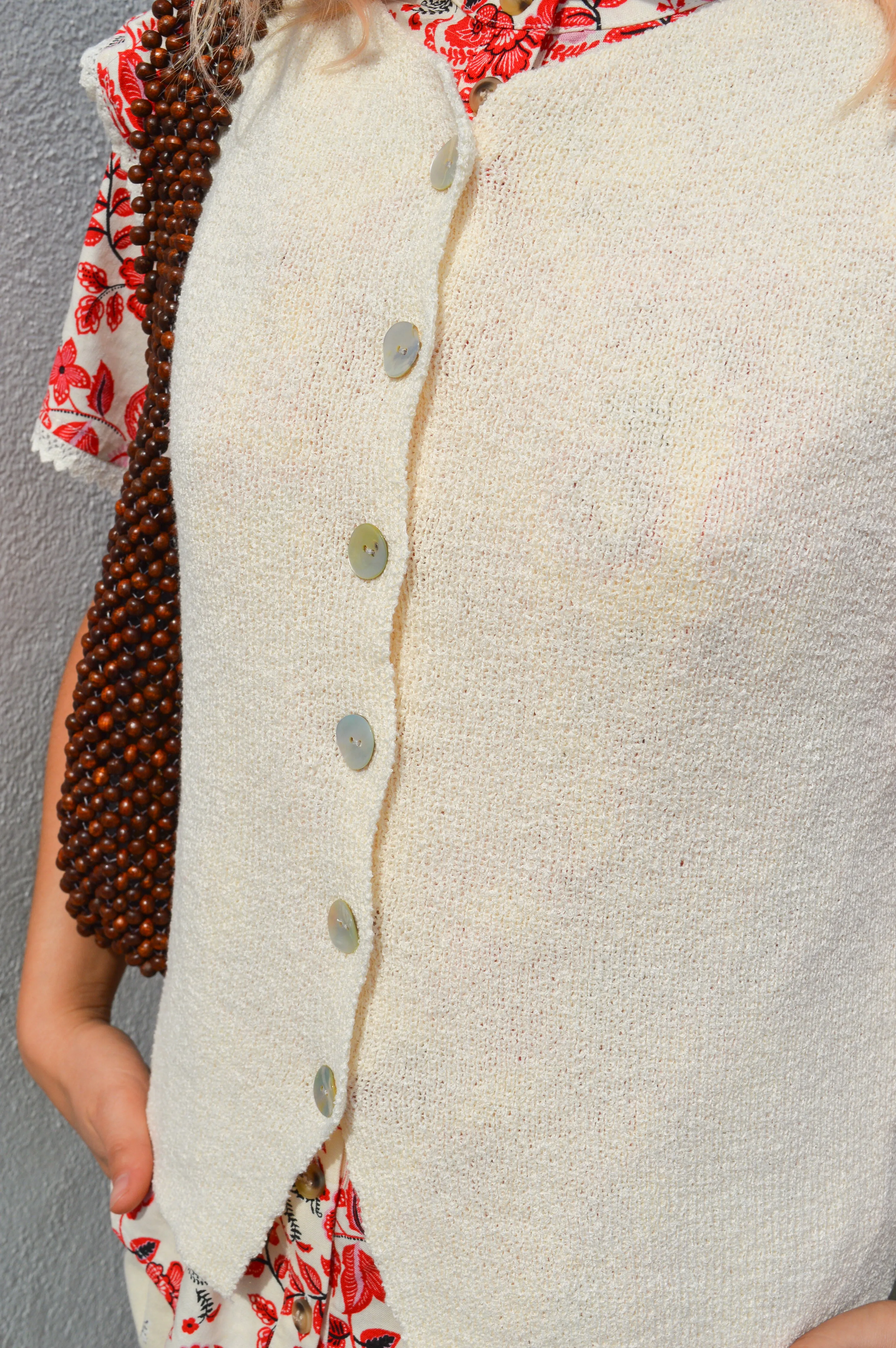 ICHI Blonds Almond Milk Knit Waistcoat
