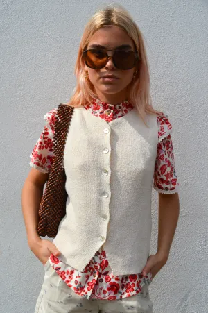 ICHI Blonds Almond Milk Knit Waistcoat