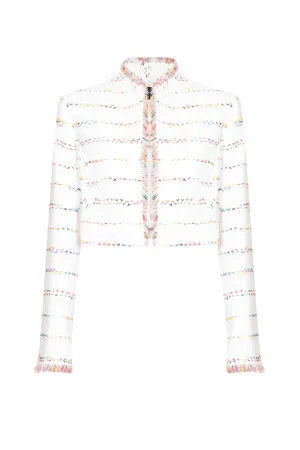 Ivory/Multi Tweed Short Jacket - Hermione