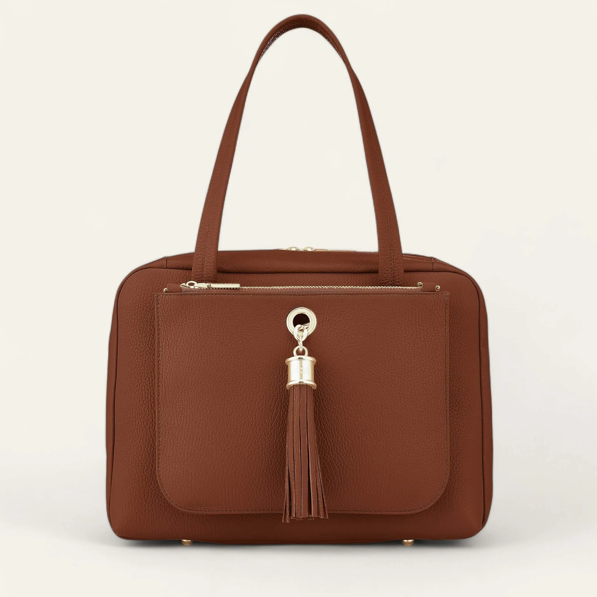 Jessica Shoulder Bag | Nutshell with Gold hardware
