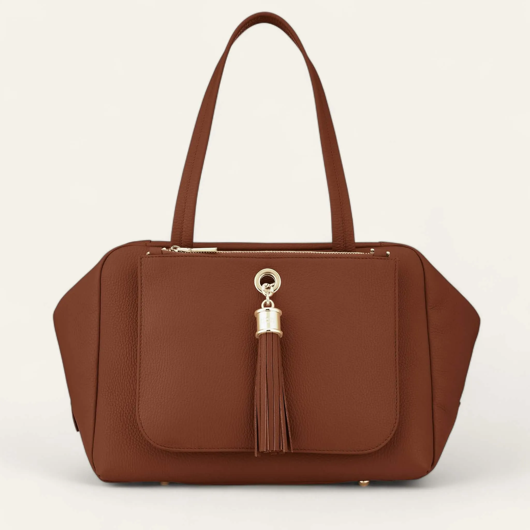 Jessica Shoulder Bag | Nutshell with Gold hardware