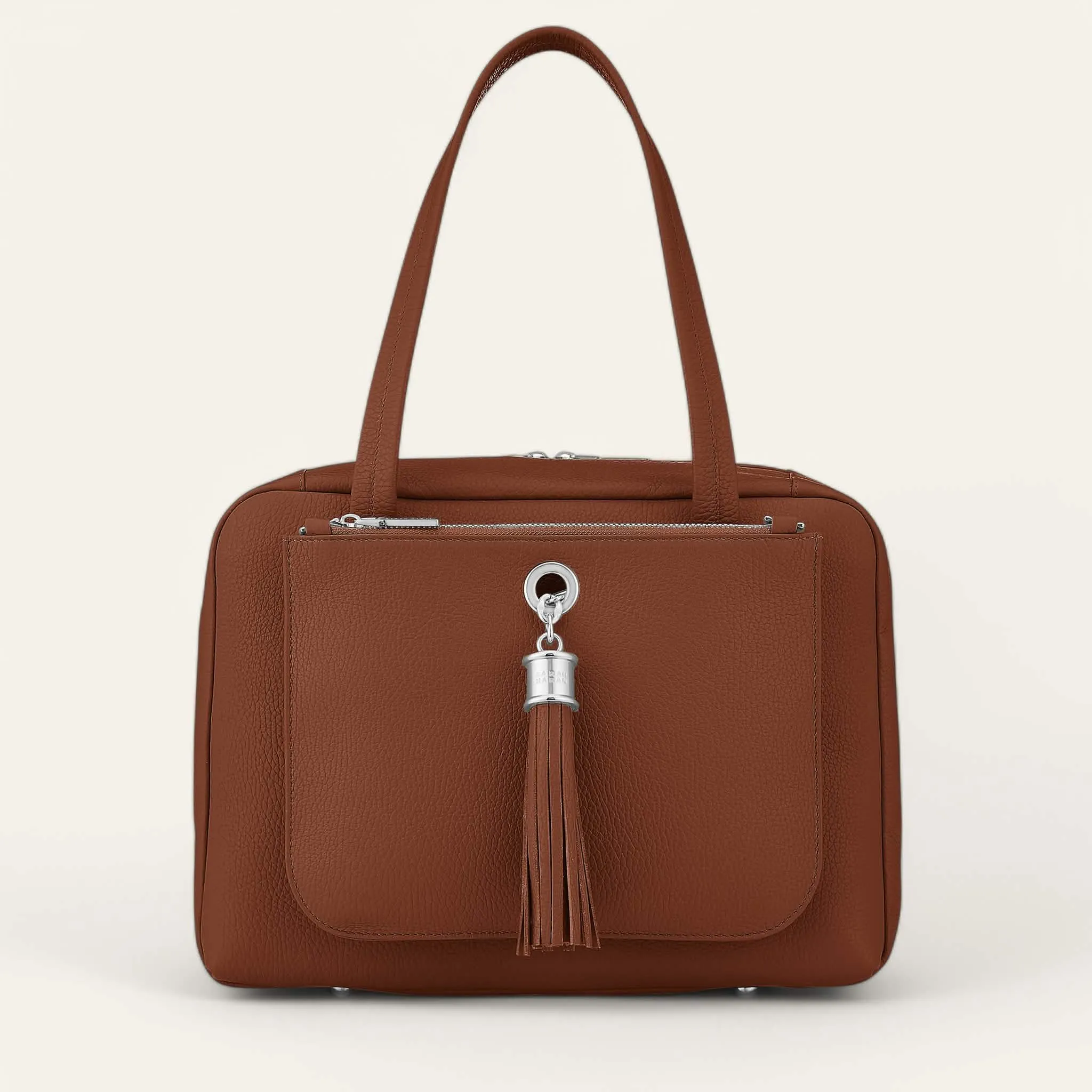 Jessica Shoulder Bag | Nutshell with Silver hardware