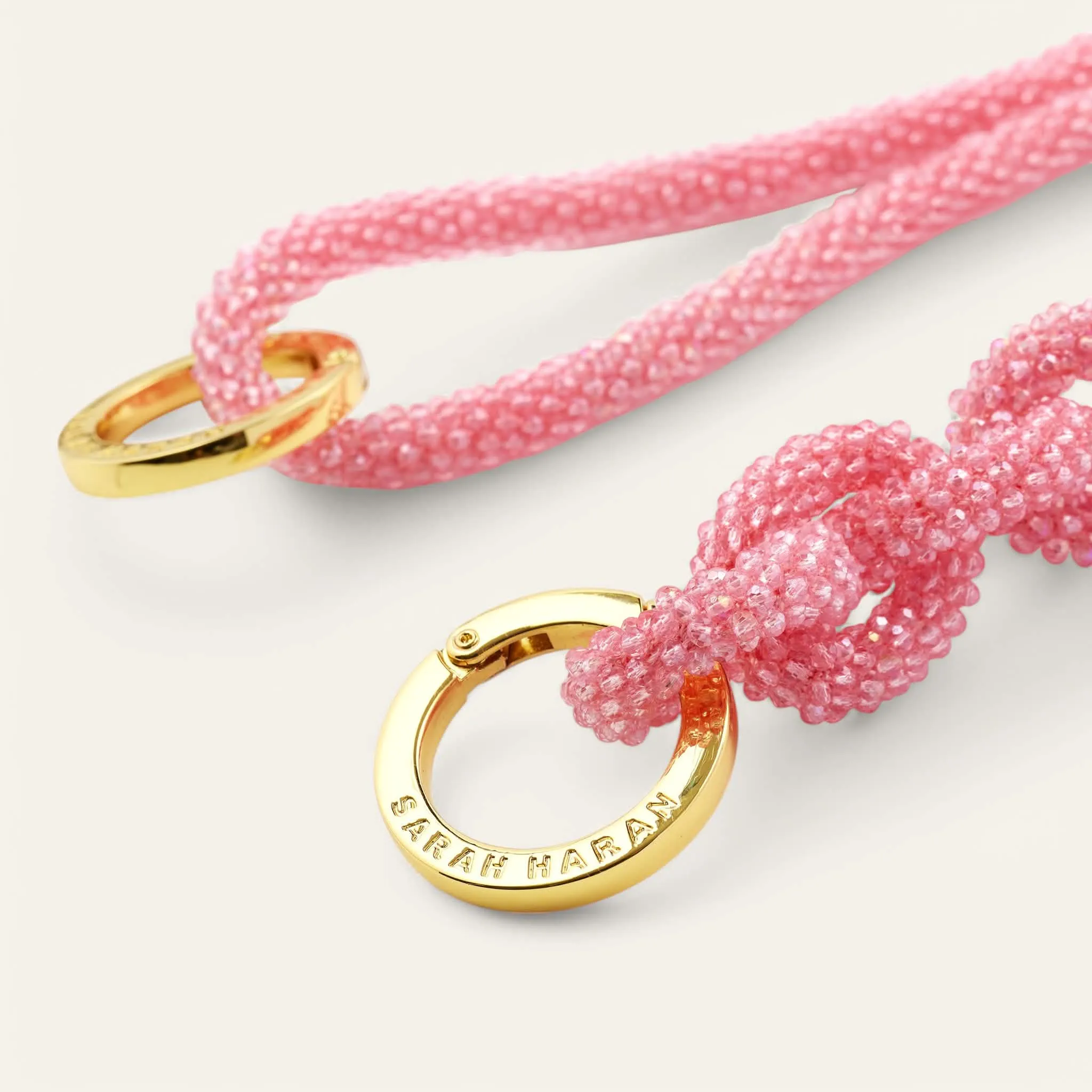 Kings Knot Strap | Coral Sparkle with Gold hardware