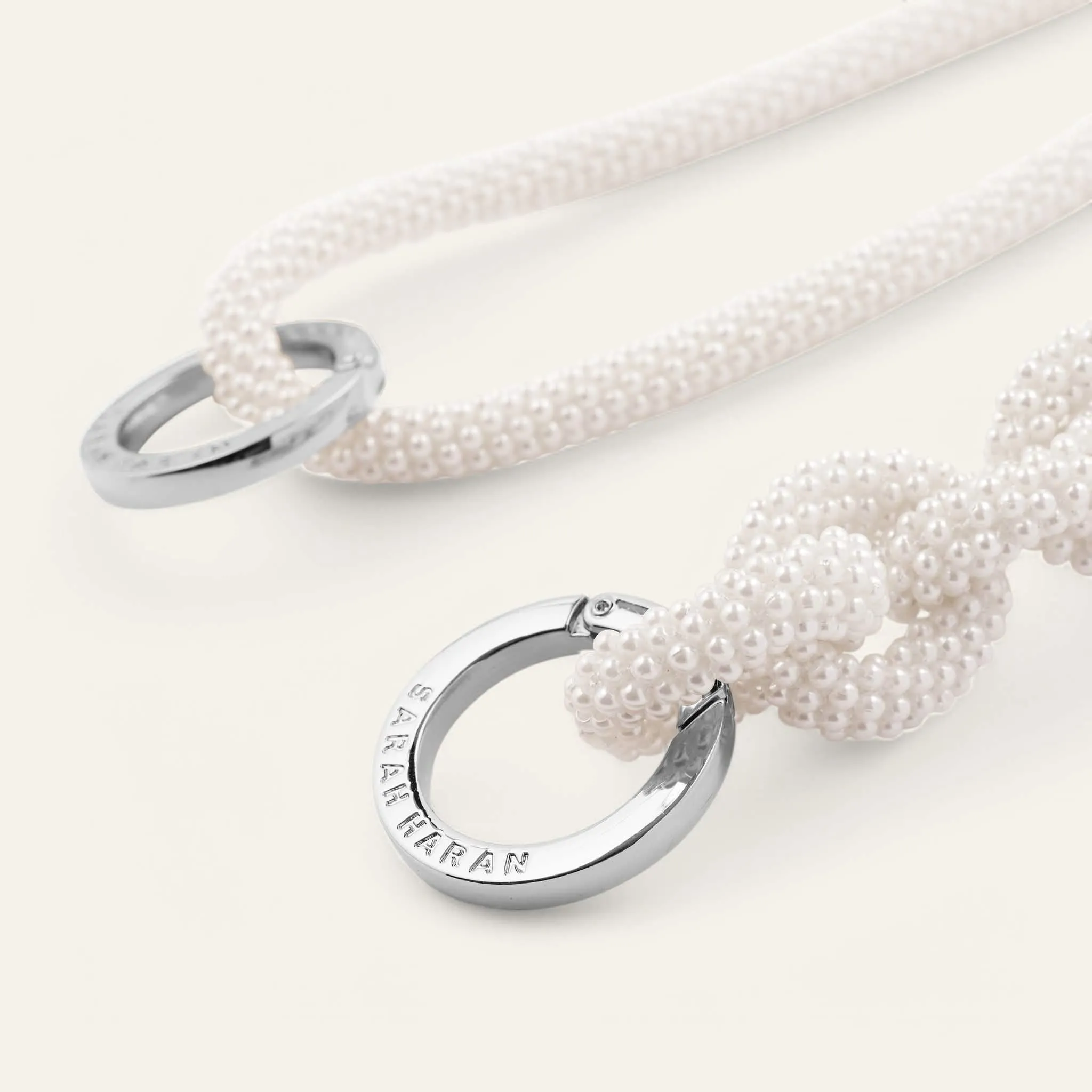 Kings Knot Strap | Pearl with Silver hardware