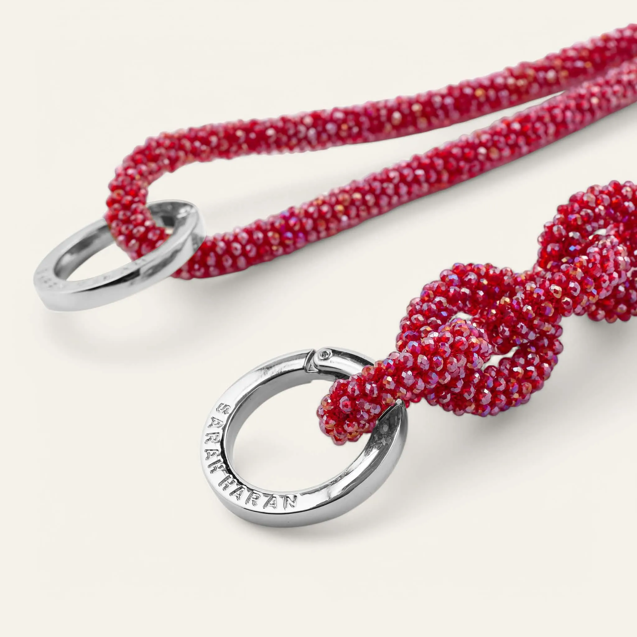 Kings Knot Strap | Red Sparkle with Silver hardware