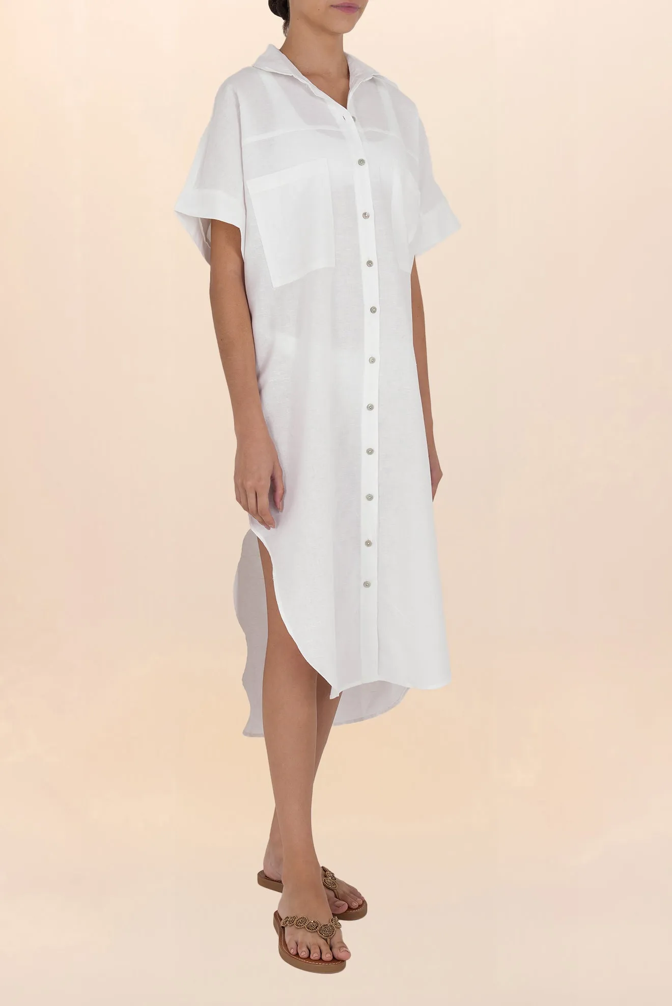 Long Linen Shirt White