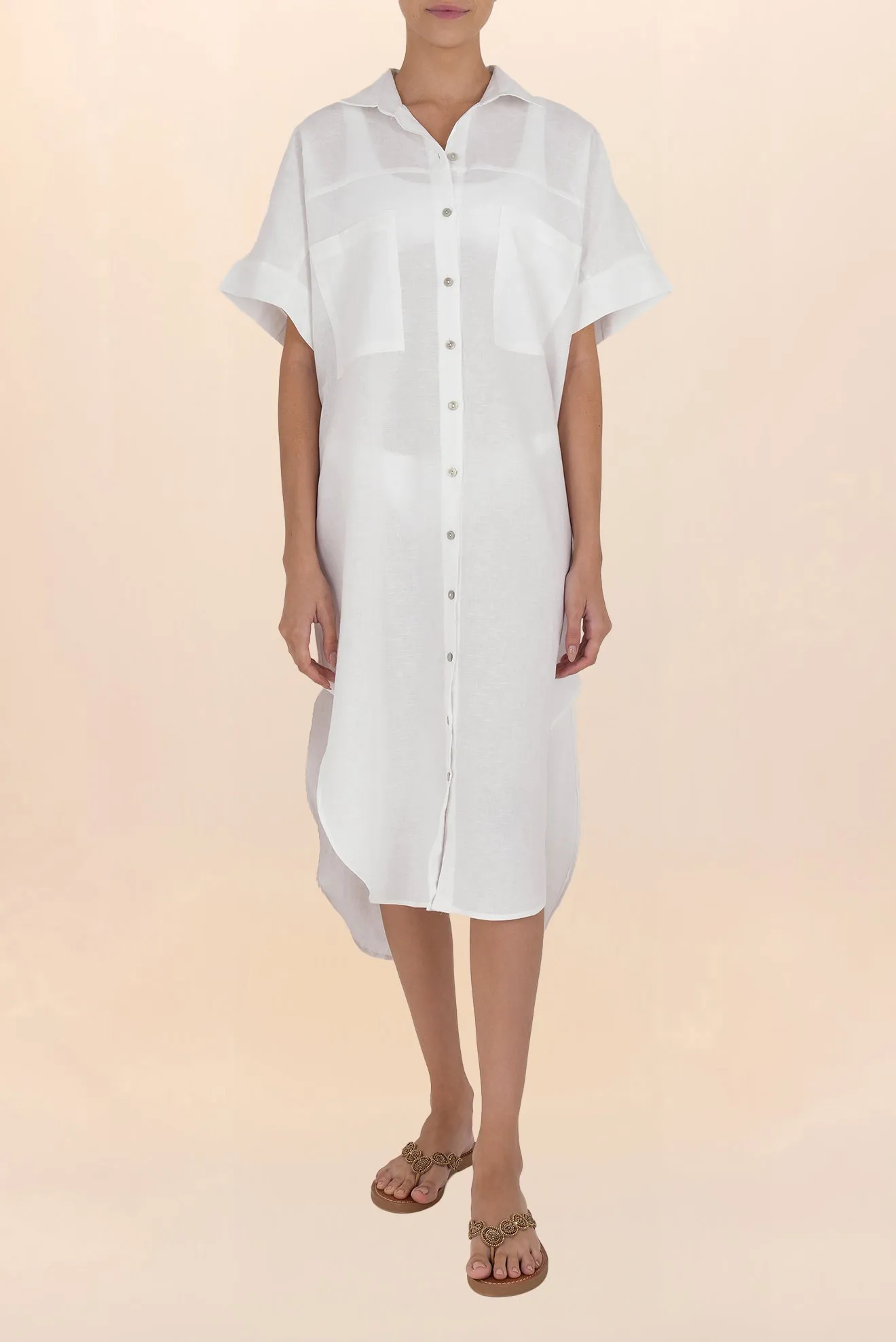 Long Linen Shirt White