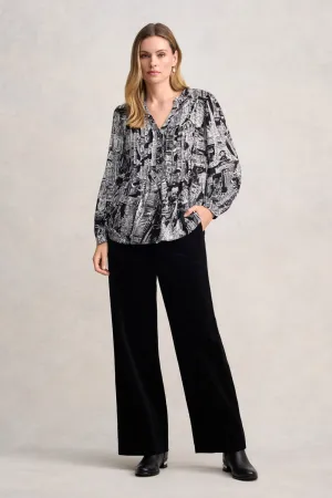 Long Sleeve Light Weight Blouse - France Capital Print