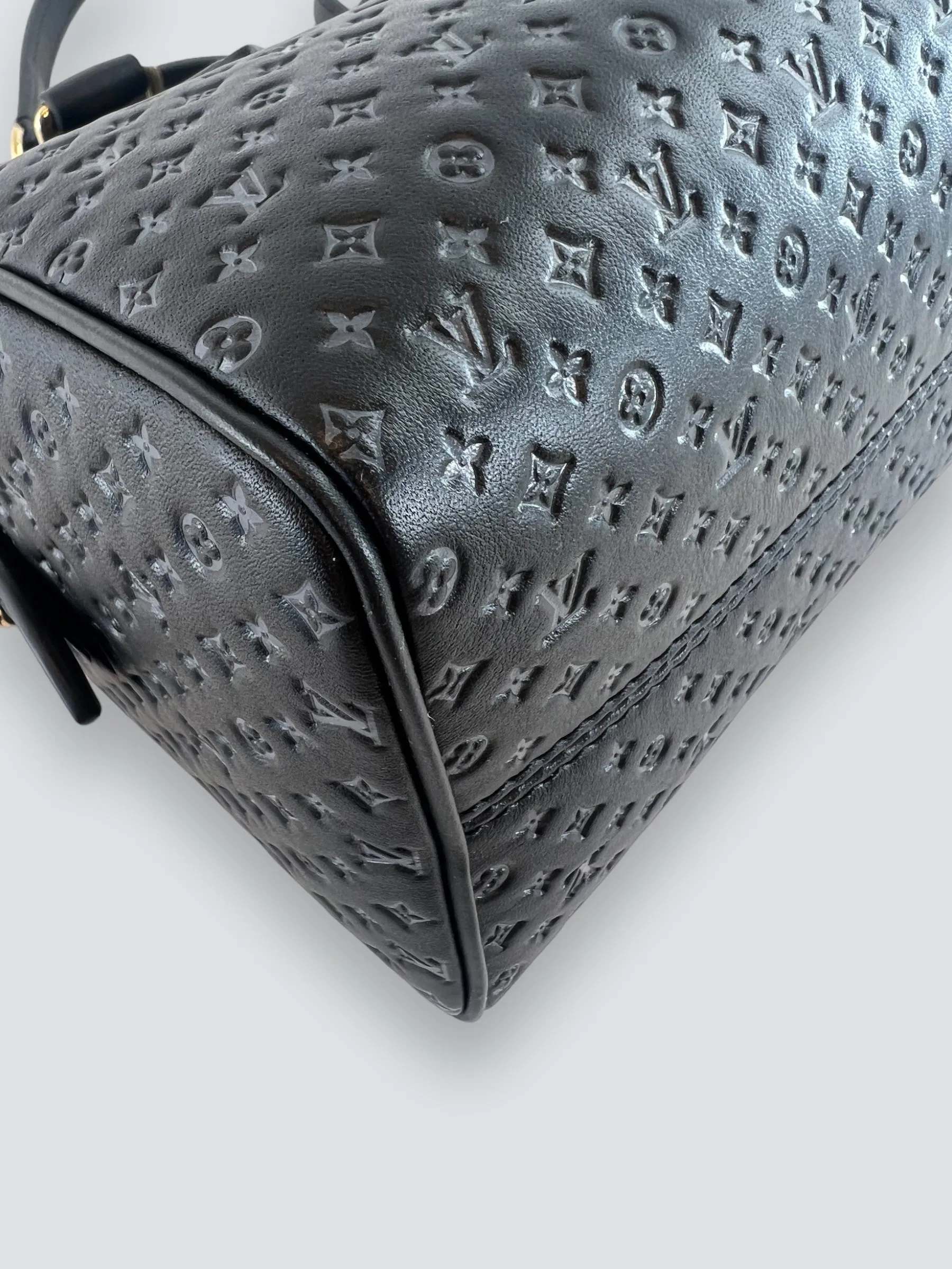 Louis Vuitton Black Calfskin Leather Nanogram Speedy 20 Bandouliere