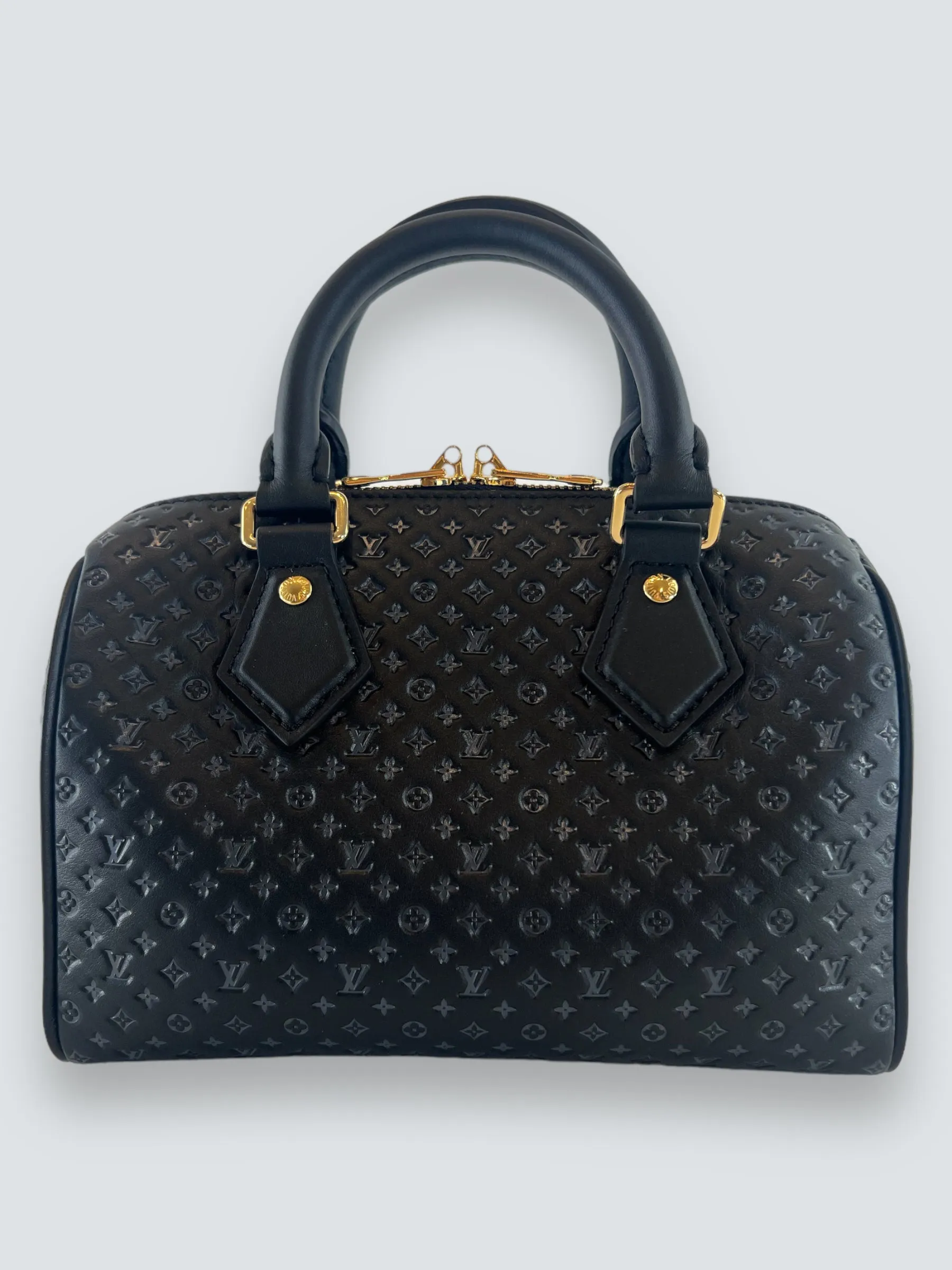 Louis Vuitton Black Calfskin Leather Nanogram Speedy 20 Bandouliere