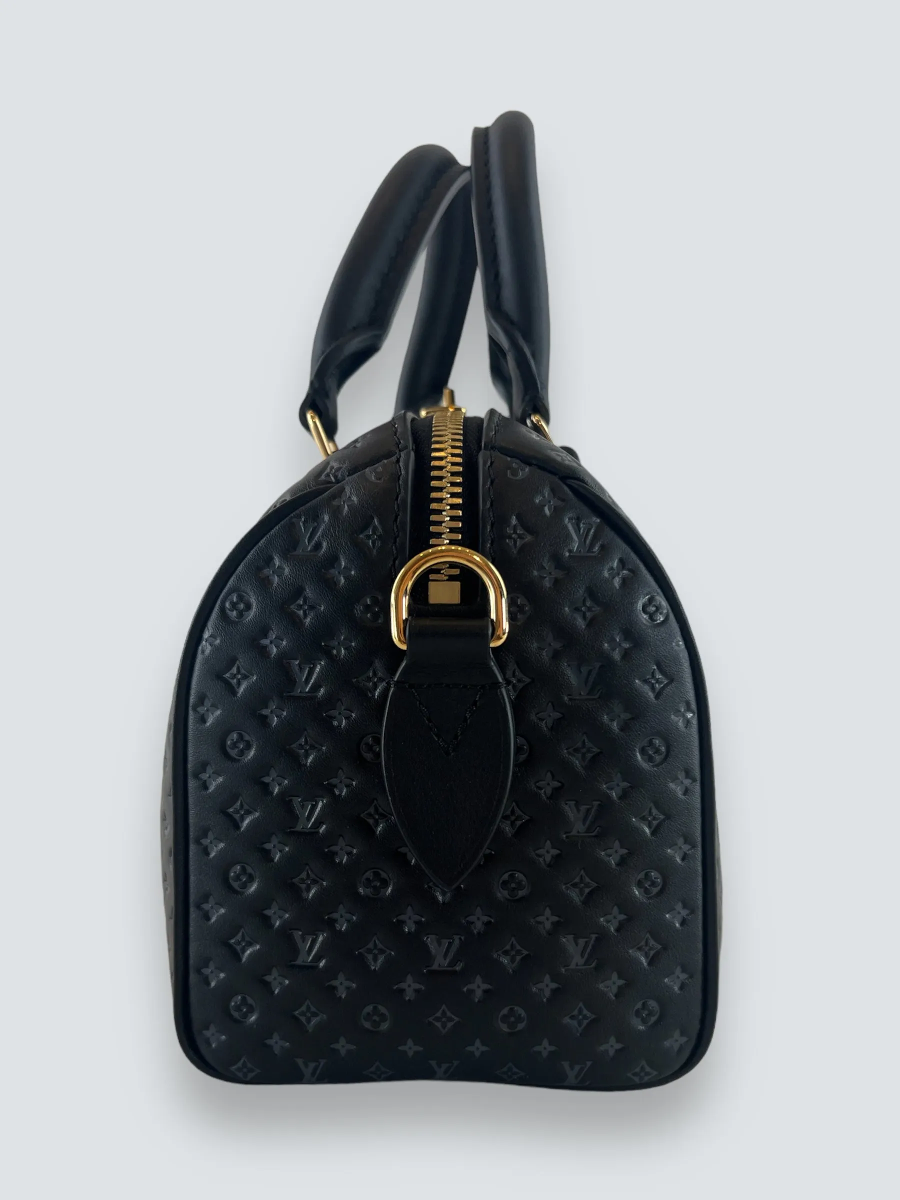 Louis Vuitton Black Calfskin Leather Nanogram Speedy 20 Bandouliere