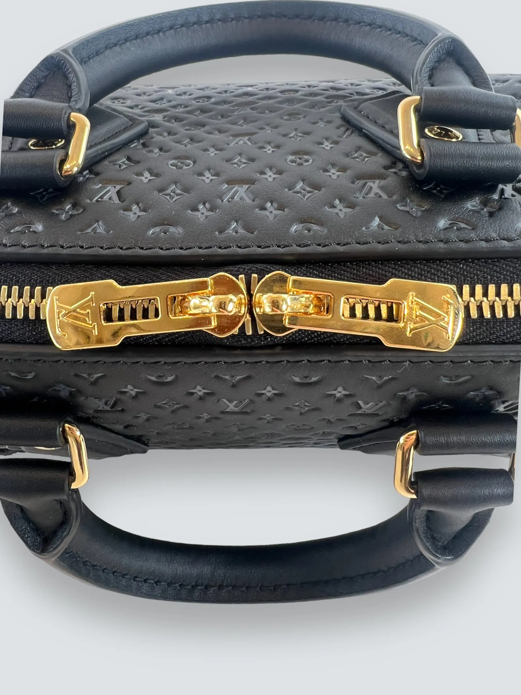 Louis Vuitton Black Calfskin Leather Nanogram Speedy 20 Bandouliere