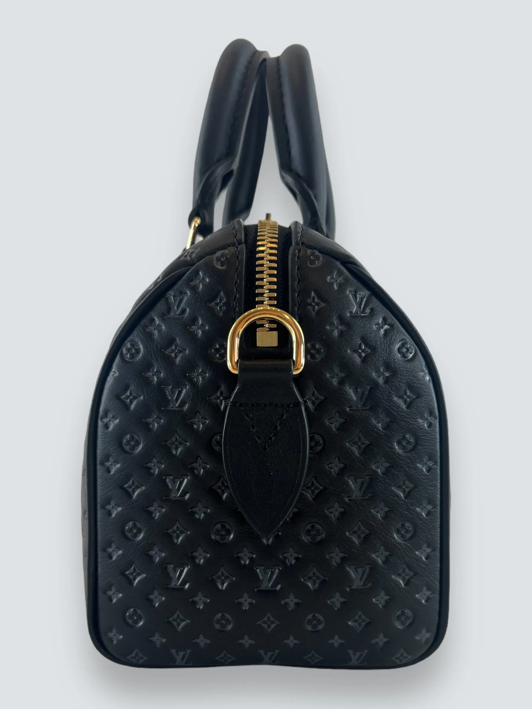 Louis Vuitton Black Calfskin Leather Nanogram Speedy 20 Bandouliere