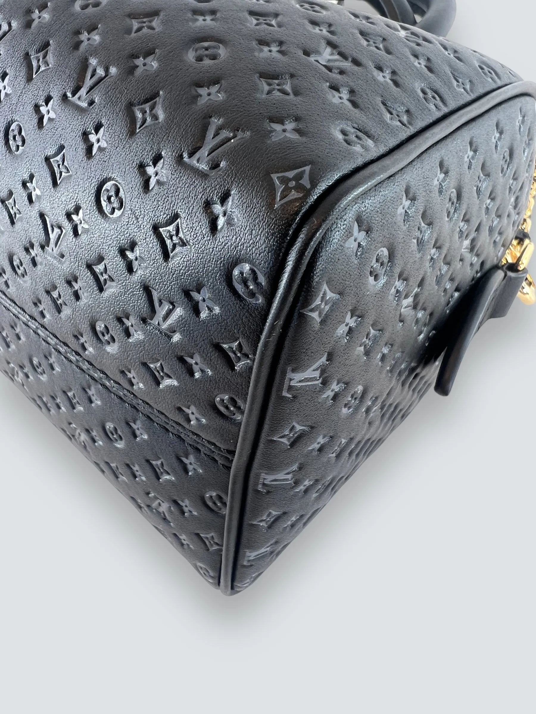 Louis Vuitton Black Calfskin Leather Nanogram Speedy 20 Bandouliere