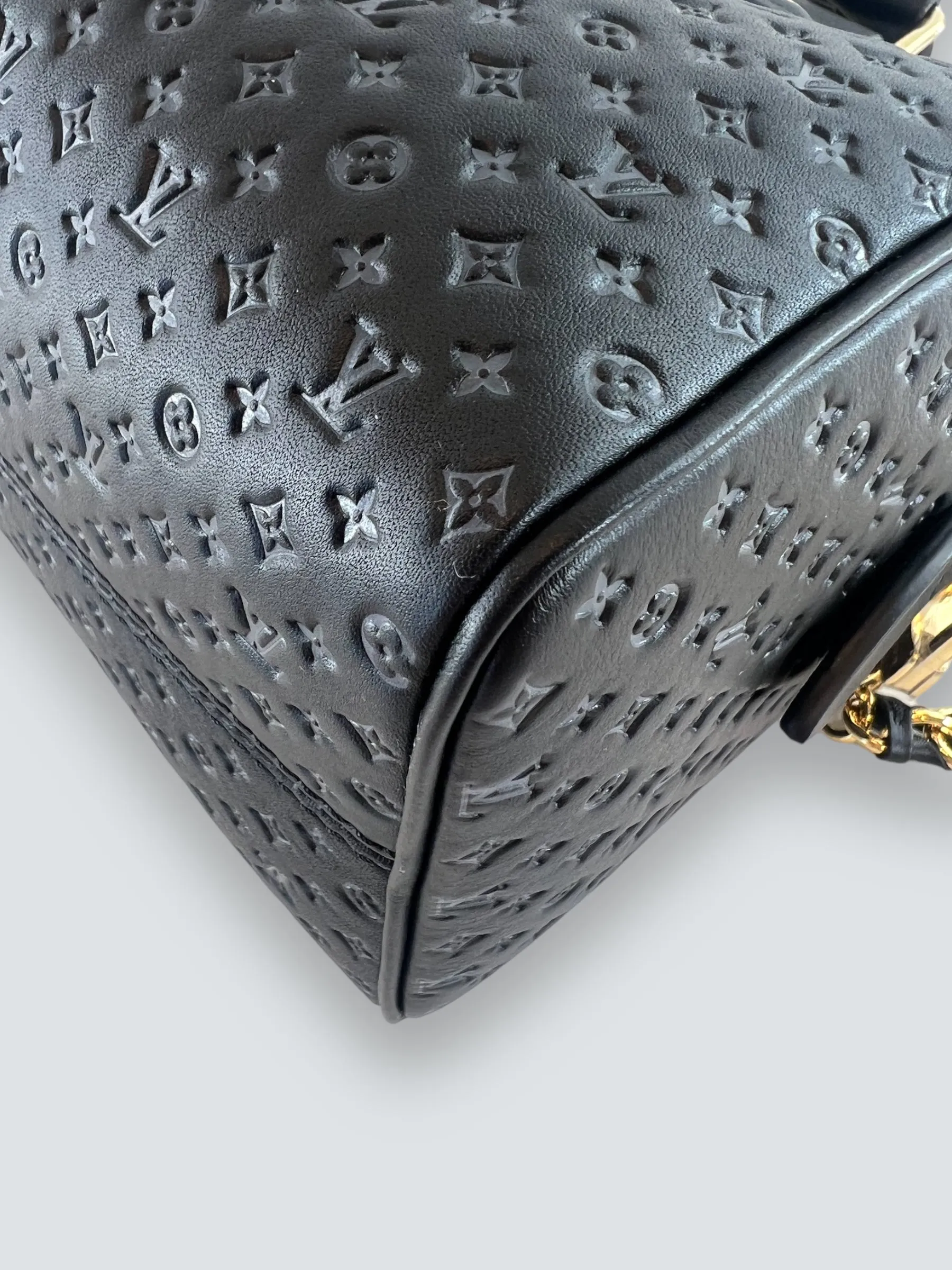 Louis Vuitton Black Calfskin Leather Nanogram Speedy 20 Bandouliere