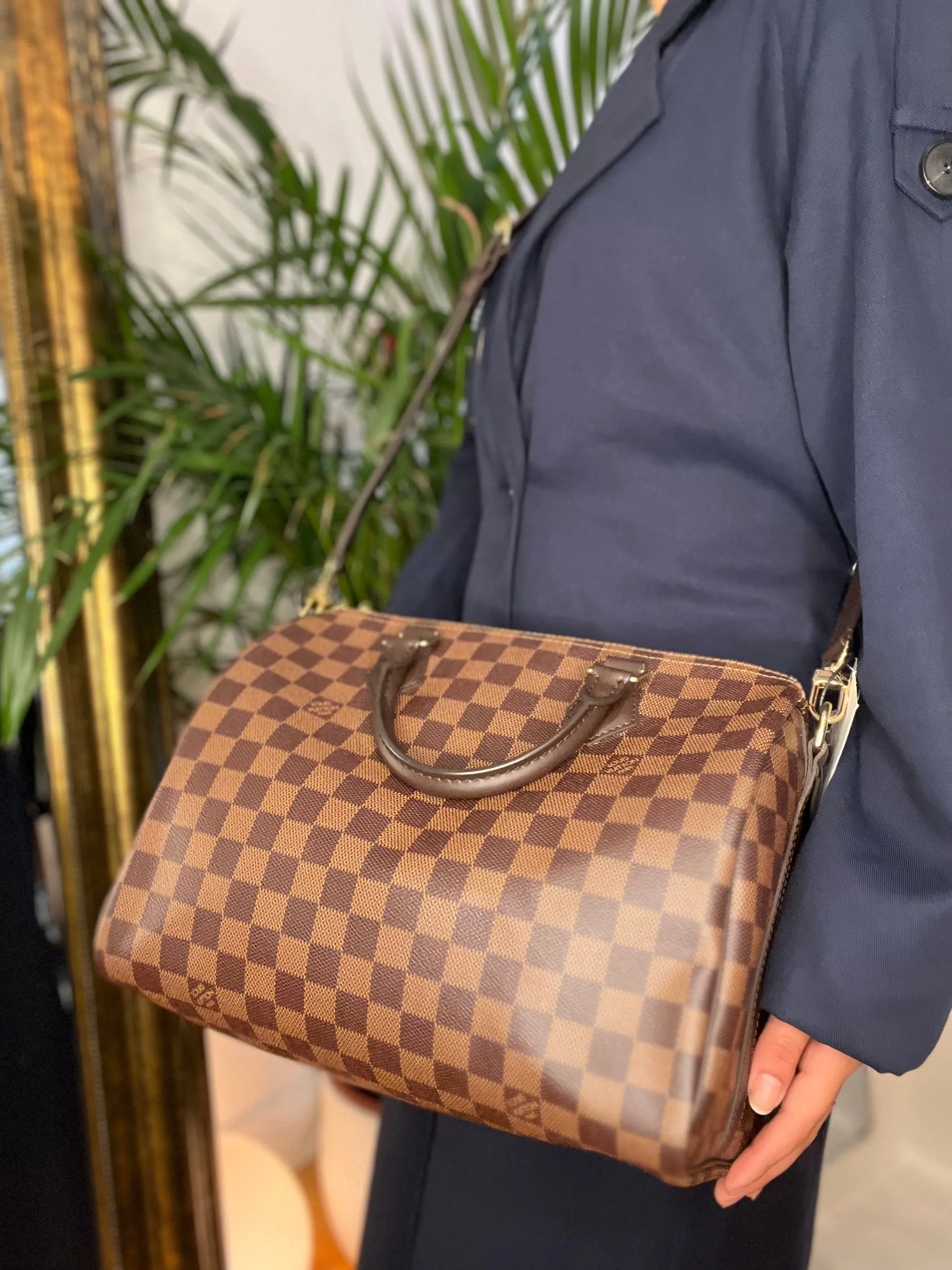 Louis Vuitton Damier Ebene Canvas Speedy 30 Bandouliere