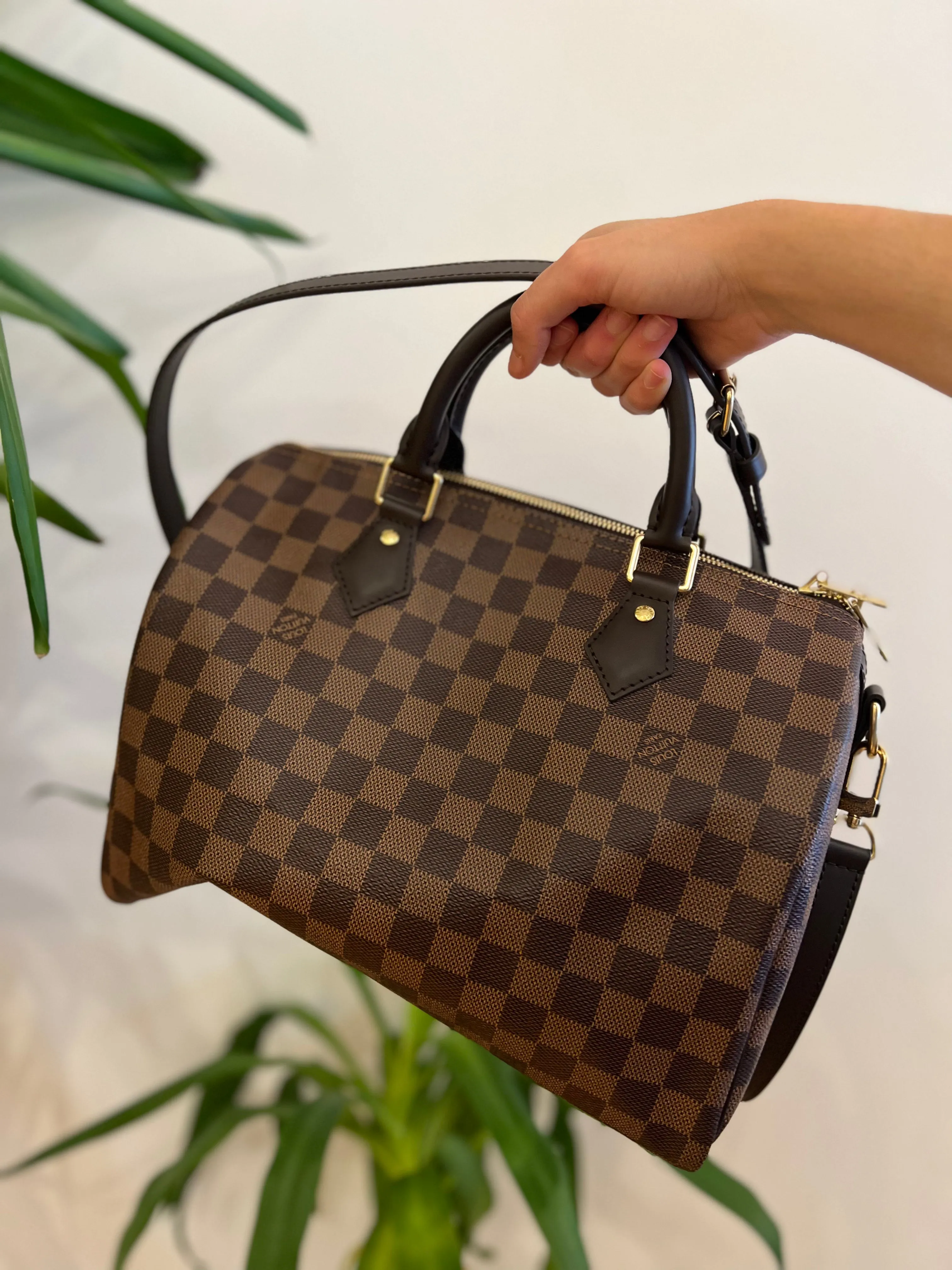 Louis Vuitton Damier Ebene Canvas Speedy 30 Bandouliere