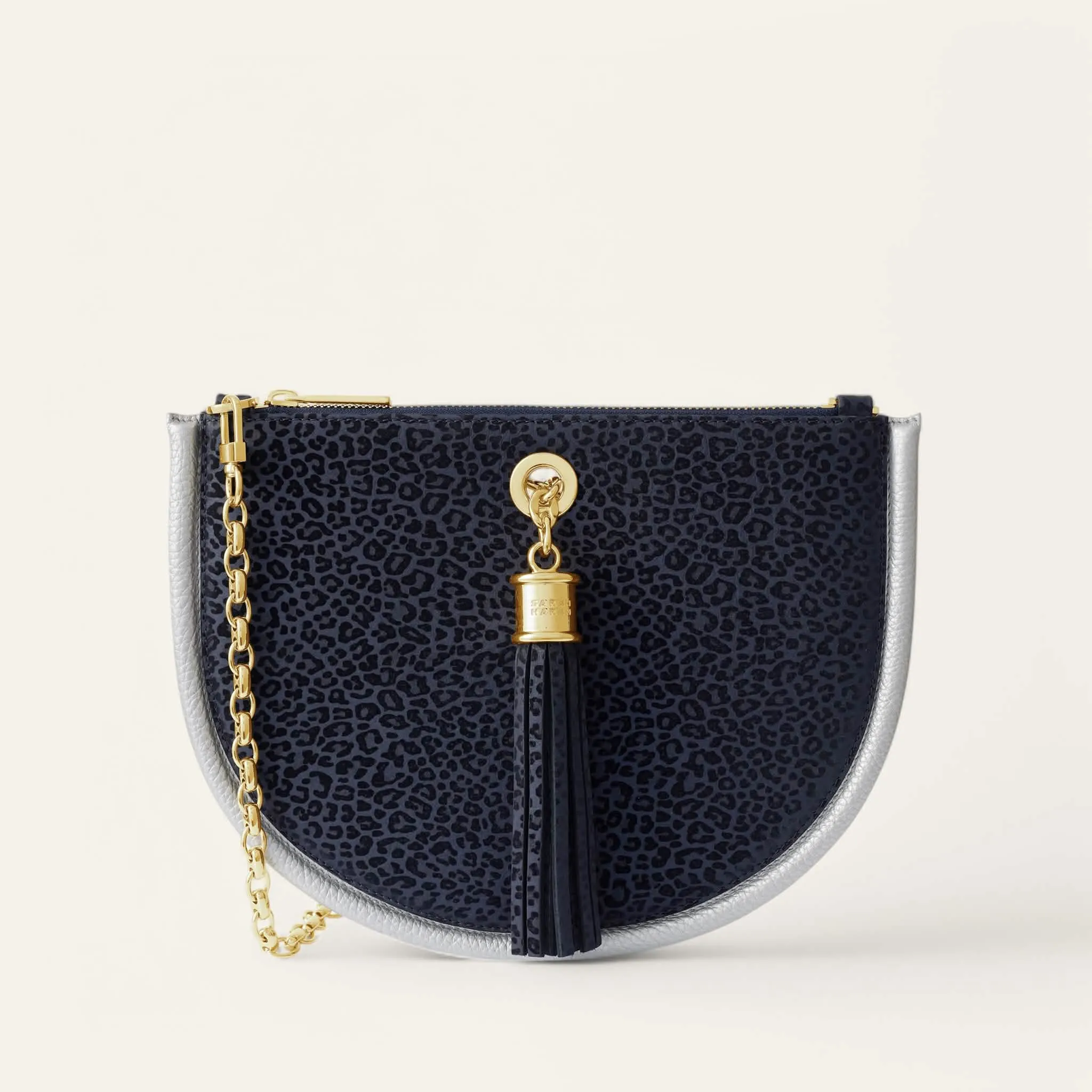 Luna Ivy | Navy Leopard Silver with Gold hardware