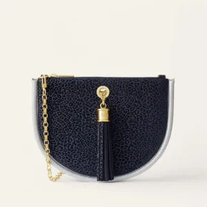 Luna Ivy | Navy Leopard Silver with Gold hardware