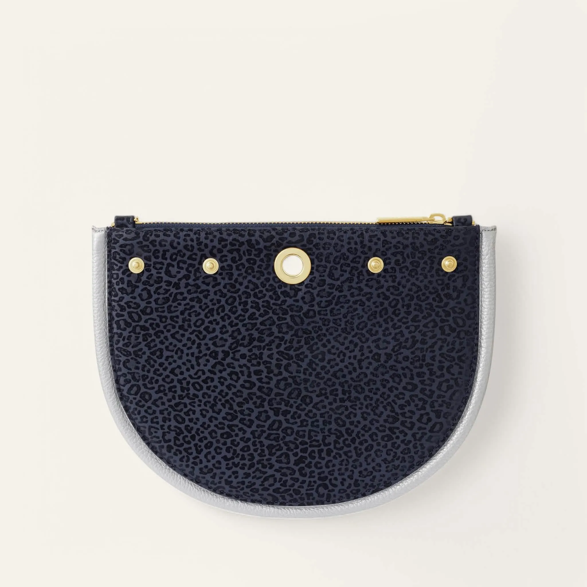 Luna Ivy | Navy Leopard Silver with Gold hardware