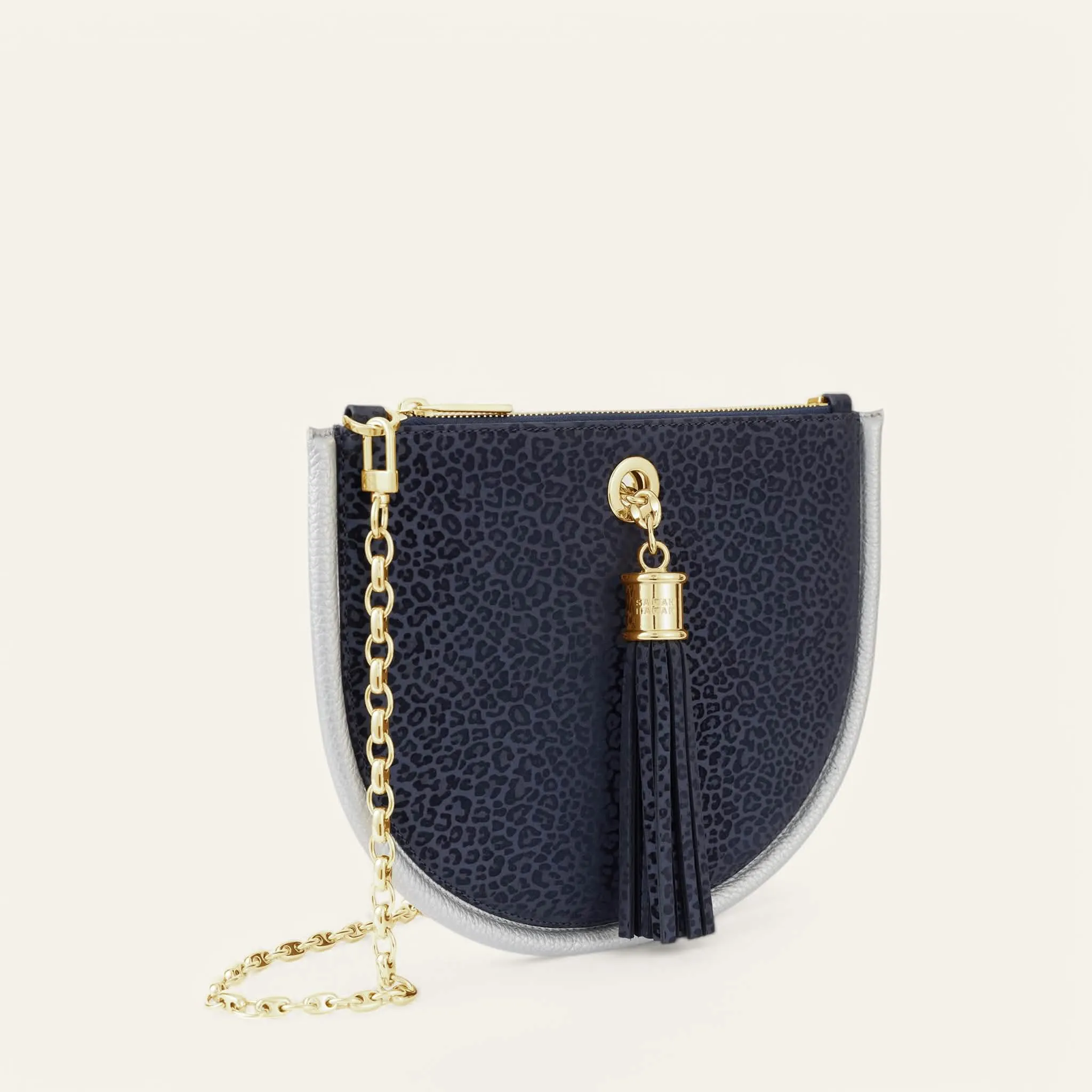Luna Ivy | Navy Leopard Silver with Gold hardware