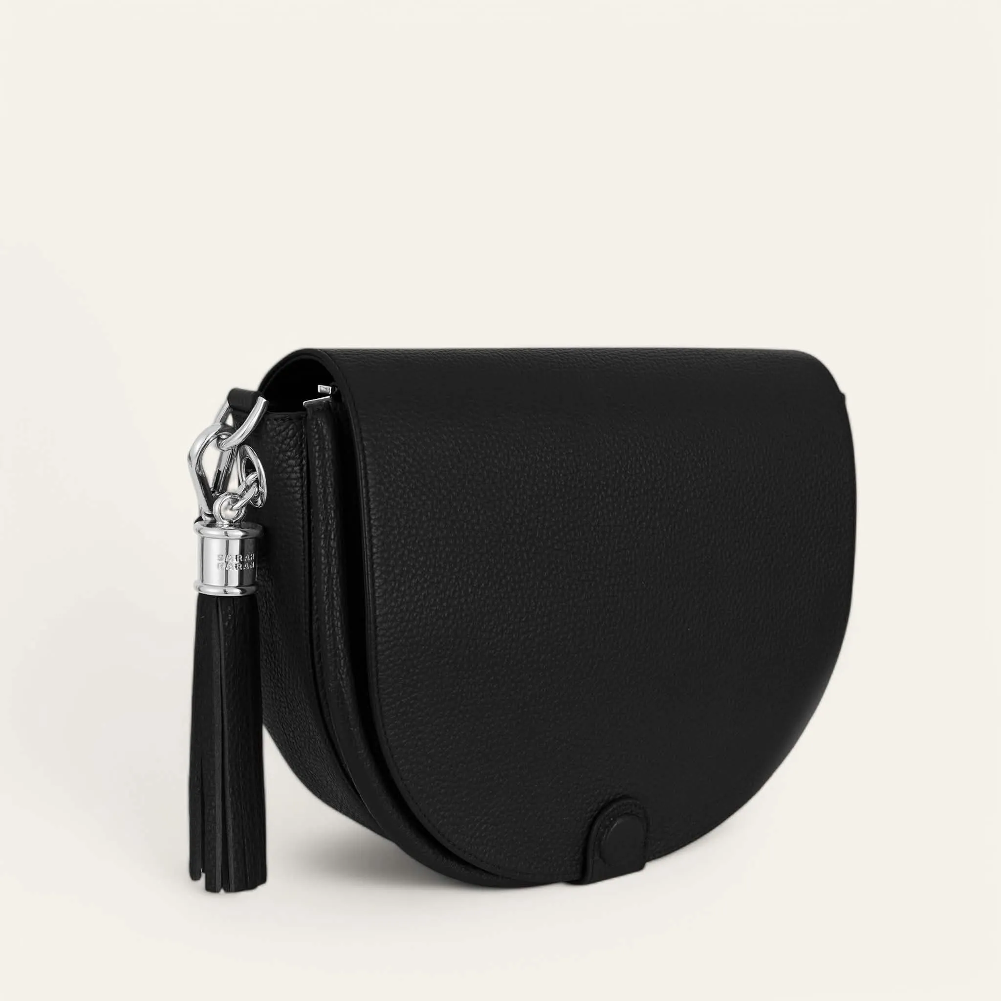 Luna Satchel | Black with Silver hardware