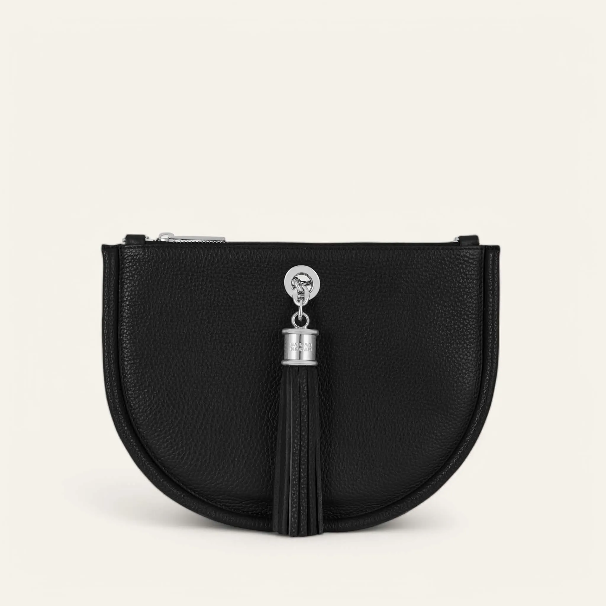 Luna Satchel | Black with Silver hardware