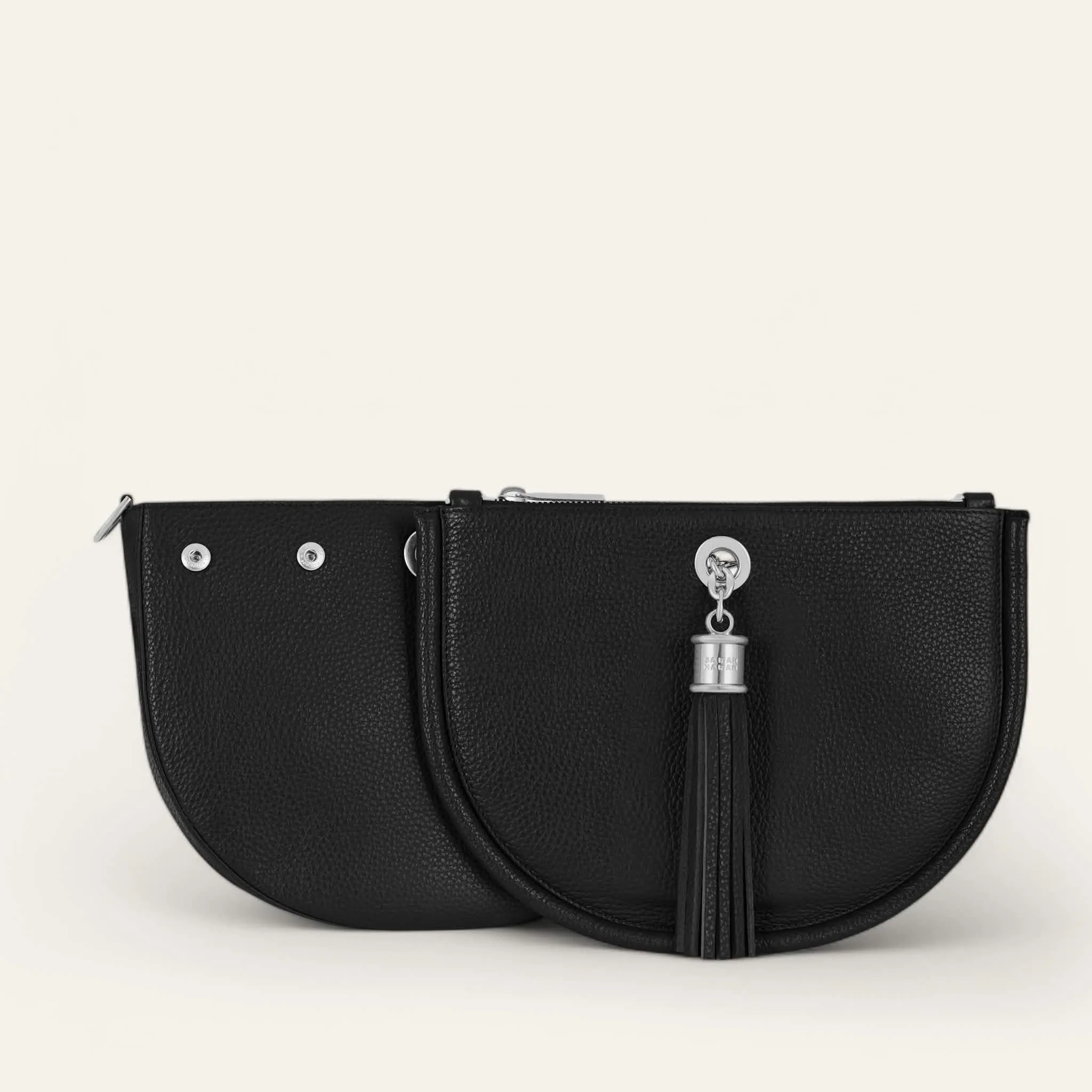 Luna Satchel | Black with Silver hardware