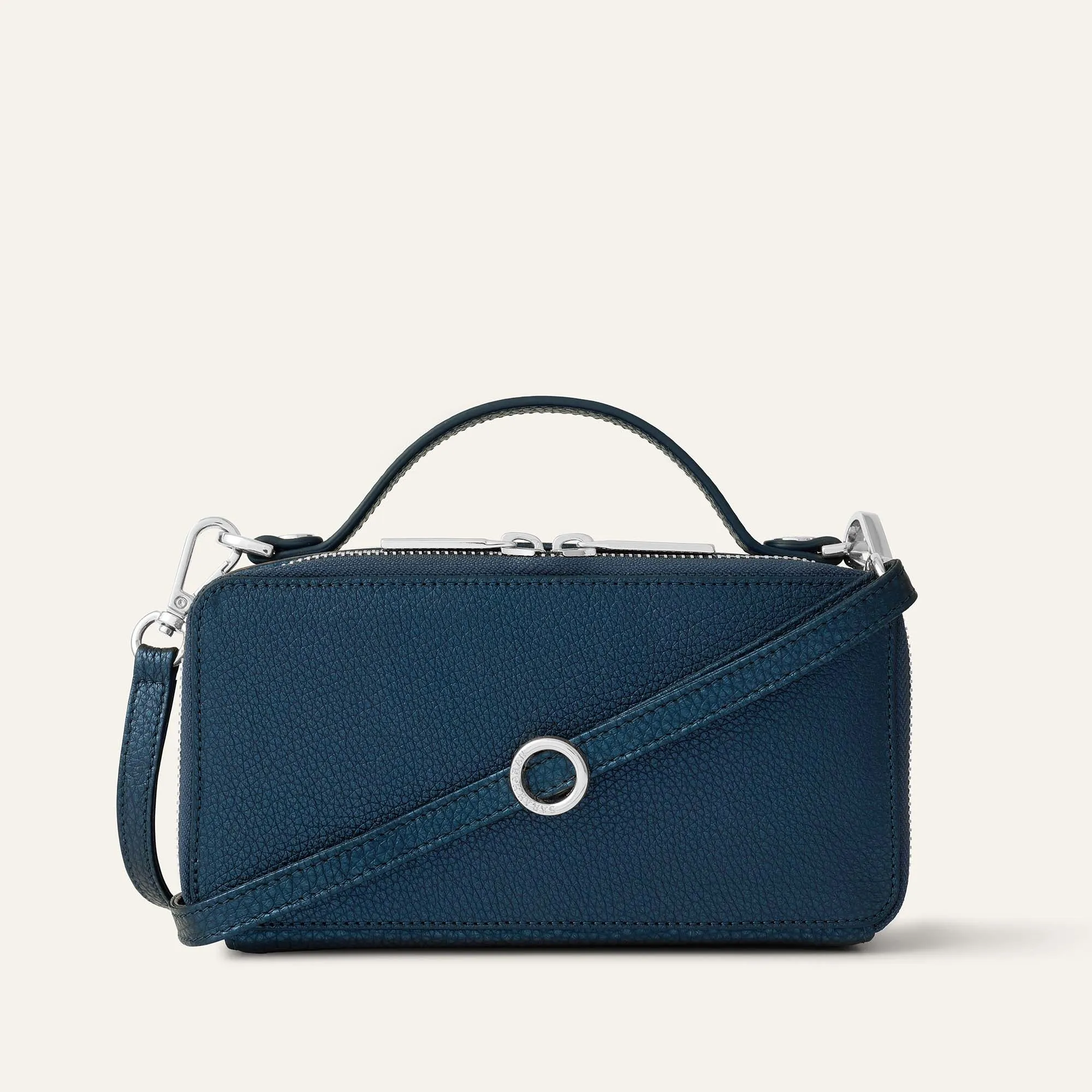 Marie Handbag | Metallic Navy with Silver hardware