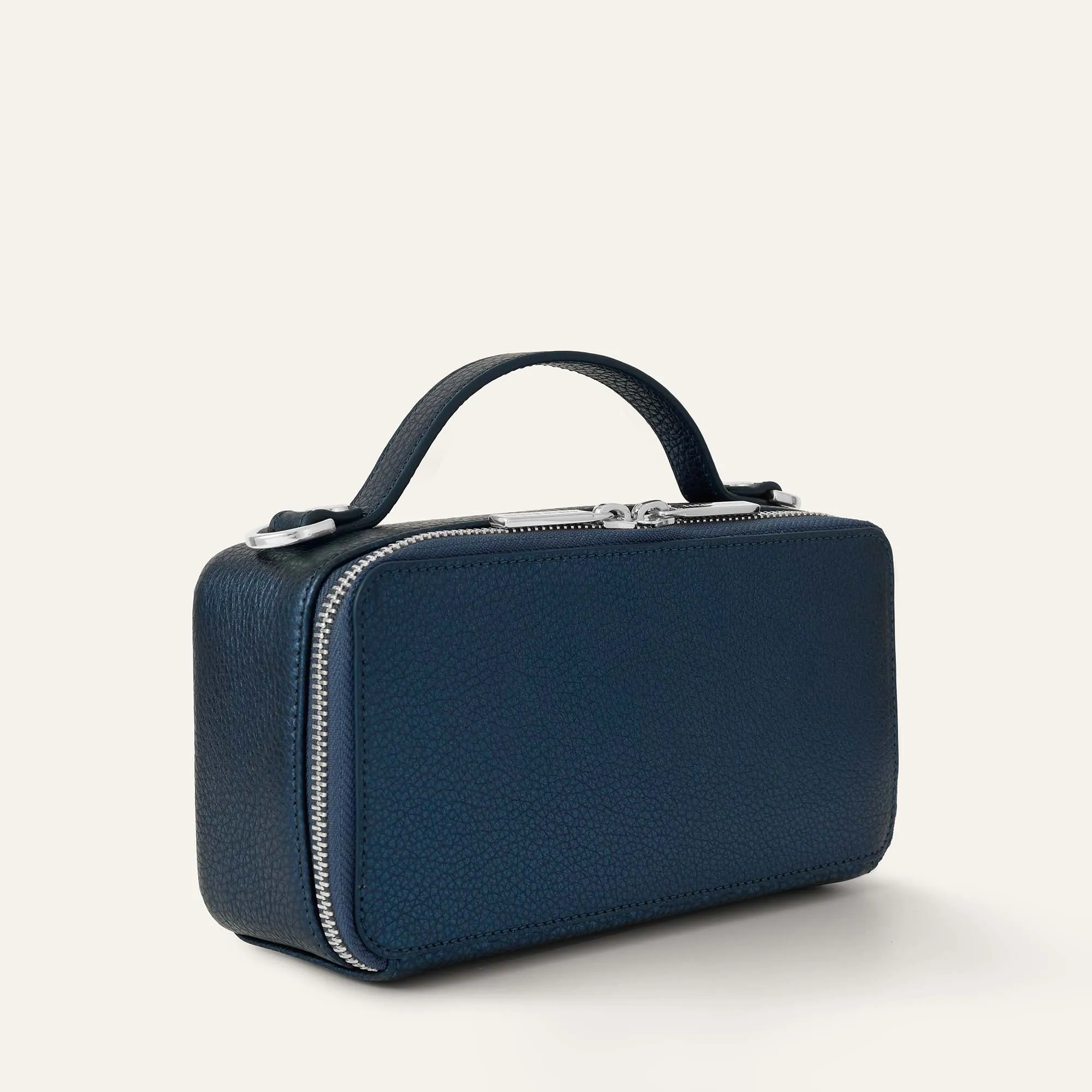 Marie Handbag | Metallic Navy with Silver hardware