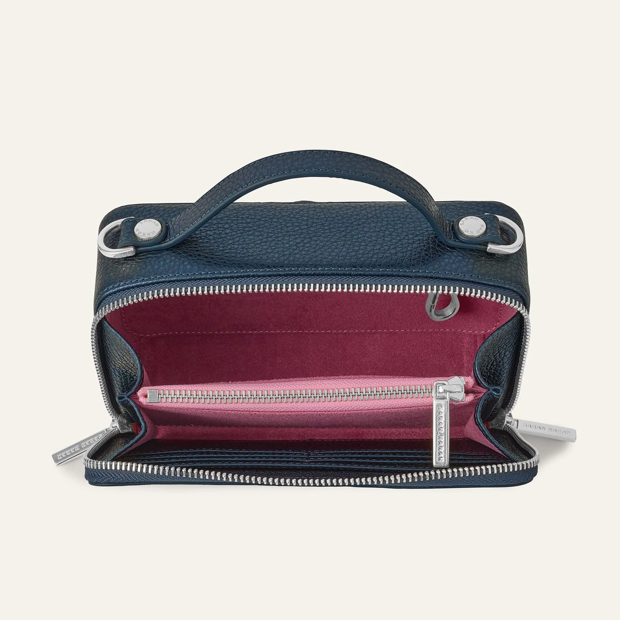 Marie Handbag | Metallic Navy with Silver hardware