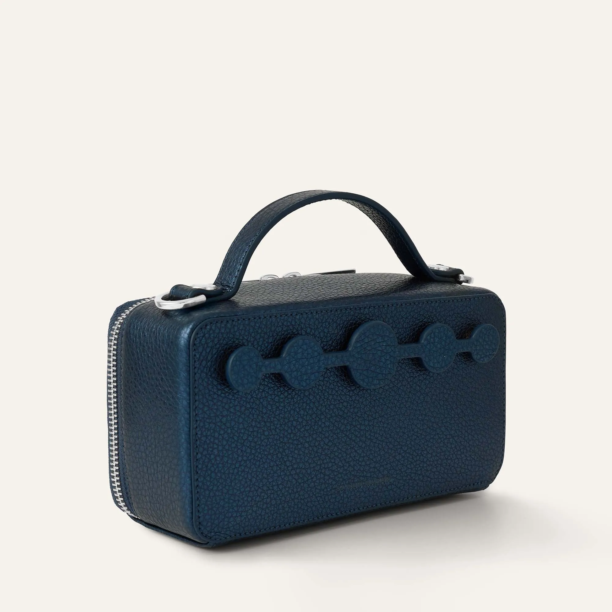 Marie Handbag | Metallic Navy with Silver hardware