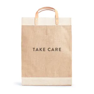 Market Bag in Natural with TAKE CARE