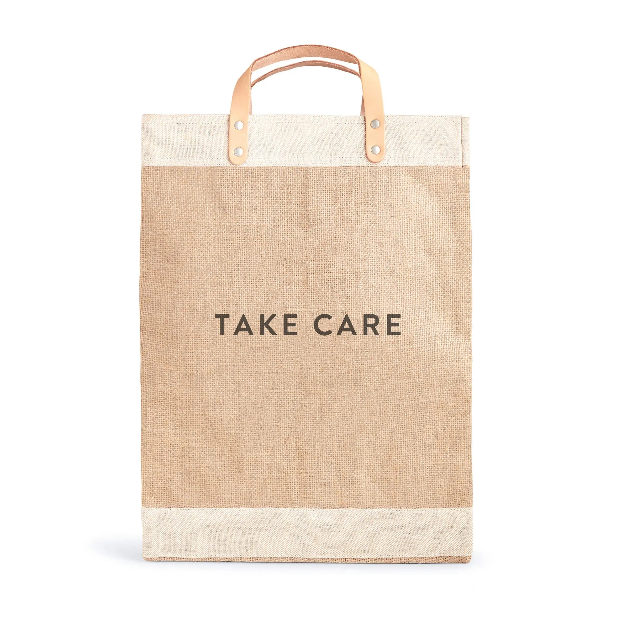 Market Bag in Natural with TAKE CARE