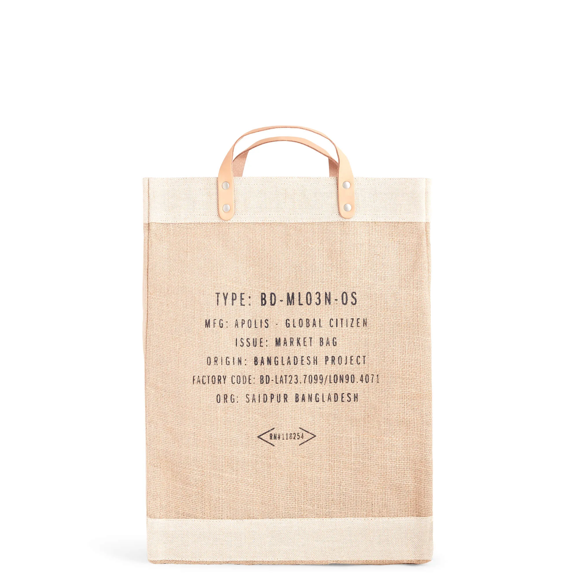 Market Bag in Natural with TAKE CARE