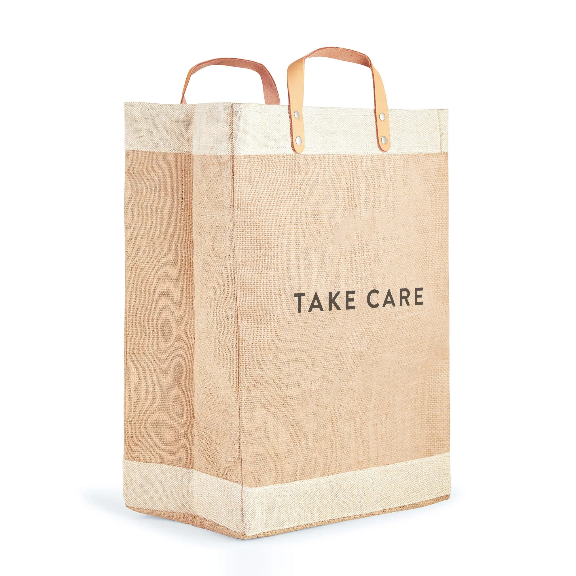 Market Bag in Natural with TAKE CARE