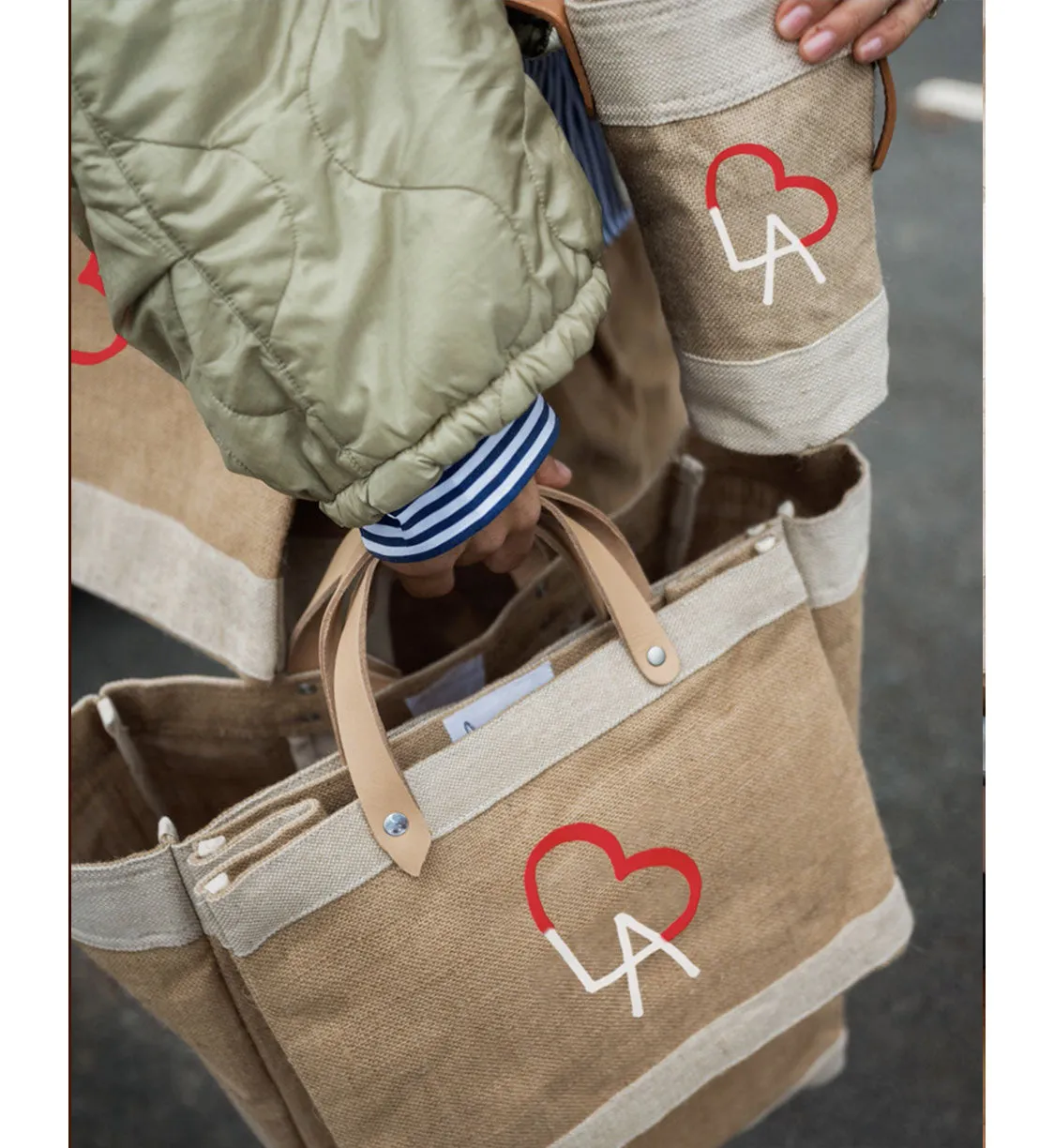 Market Tote in Natural LA Black Print by Geoff McFetridge