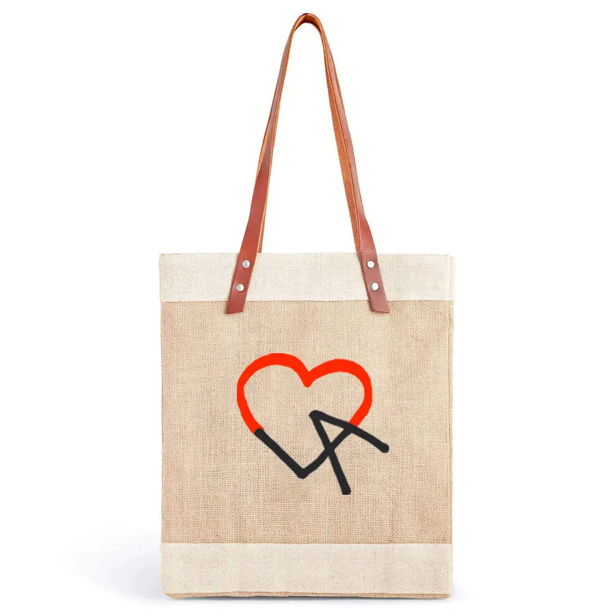 Market Tote in Natural LA Black Print by Geoff McFetridge