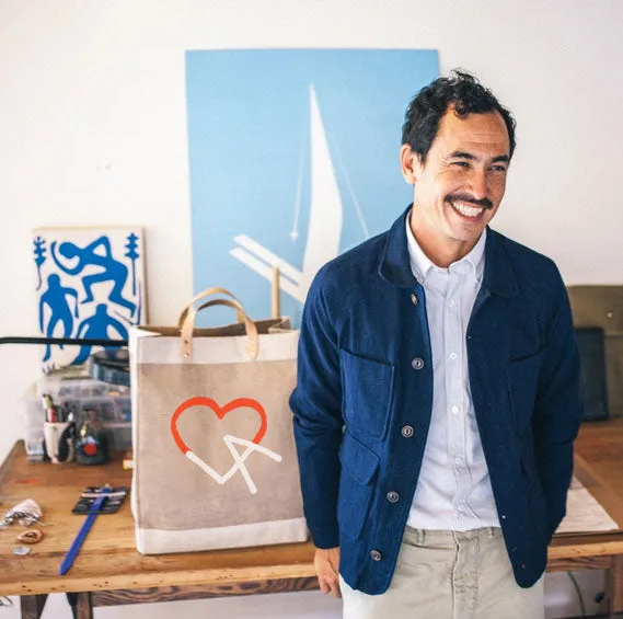 Market Tote in Natural LA Black Print by Geoff McFetridge