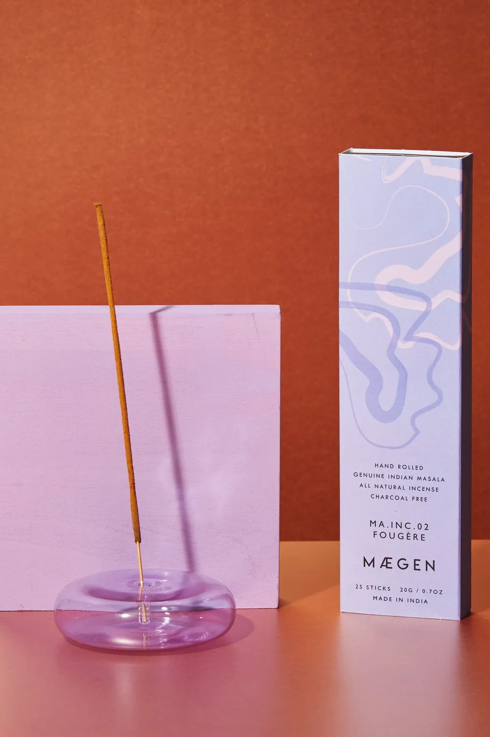 MÆGEN Lavender Dimple Hand Blown Glass Incense Holder