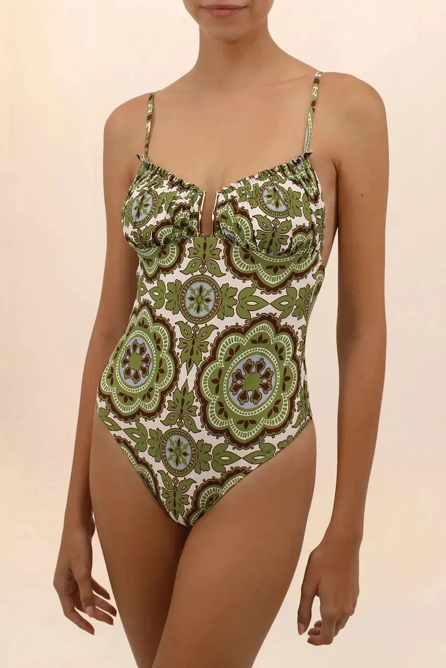 MIDNIGHT RUCHED NECKLINE ONE-PIECE