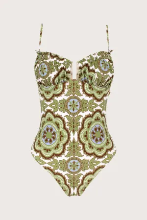 MIDNIGHT RUCHED NECKLINE ONE-PIECE