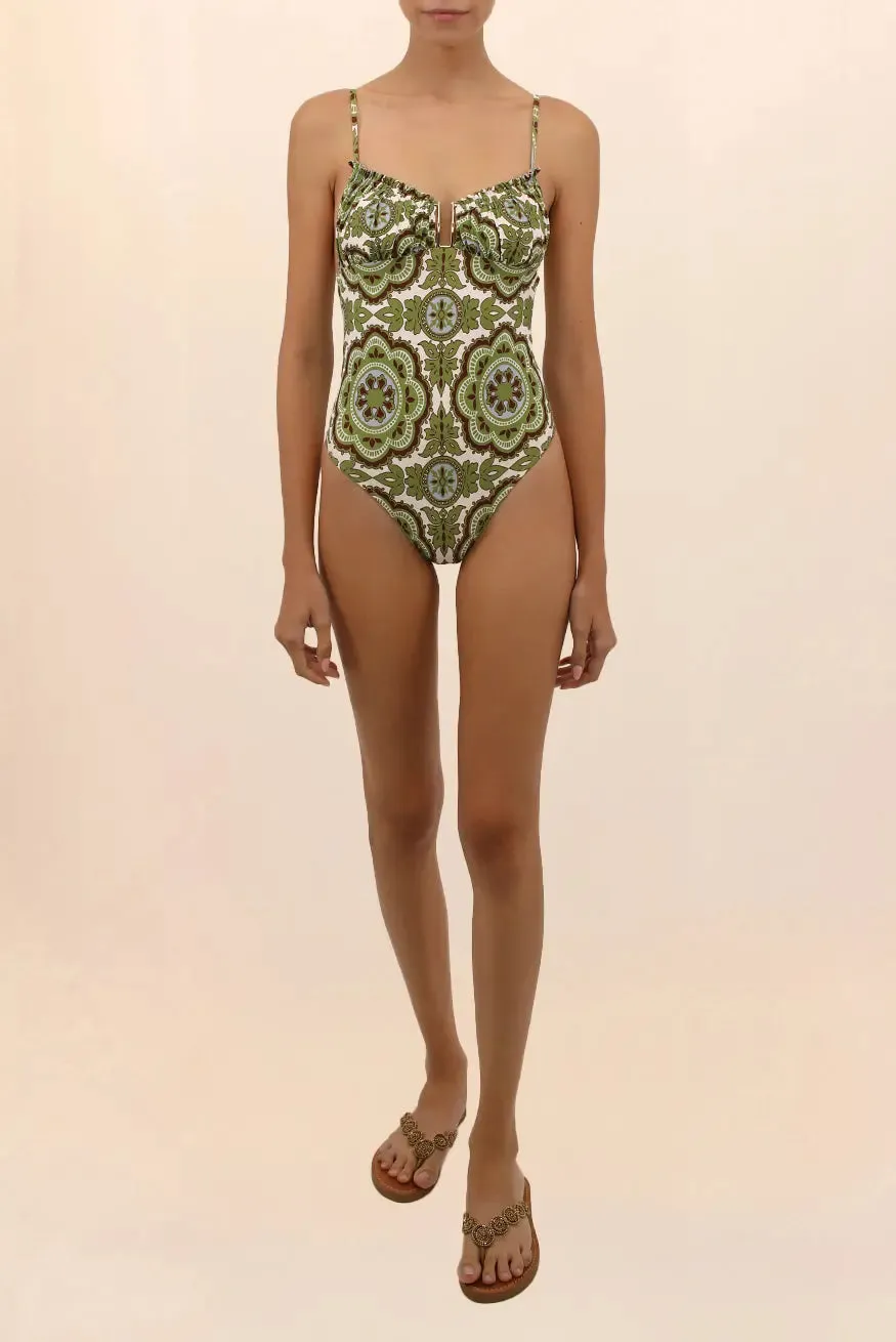 MIDNIGHT RUCHED NECKLINE ONE-PIECE